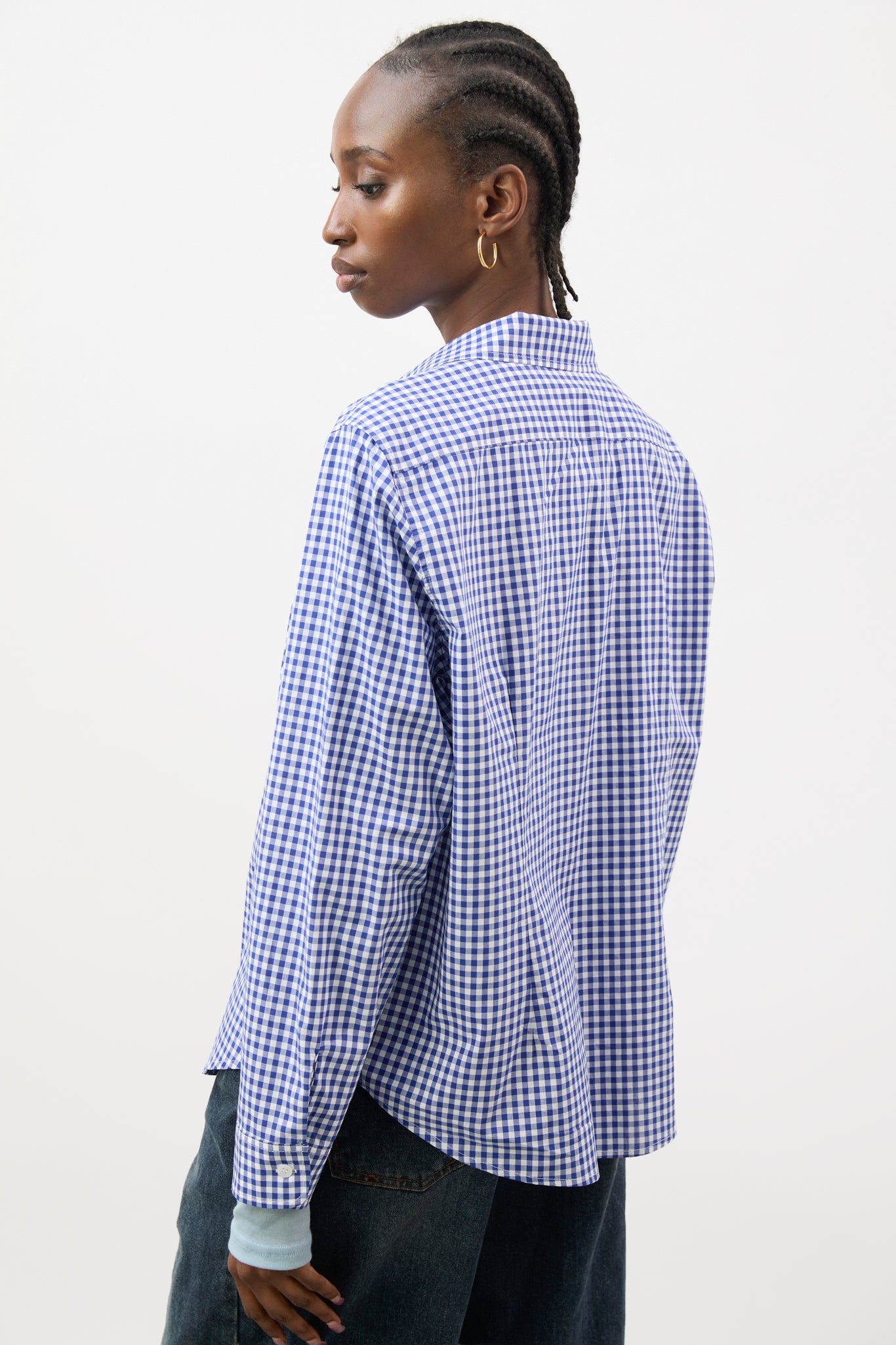Cobalt blue and ivory gingham pure cotton shirt_2