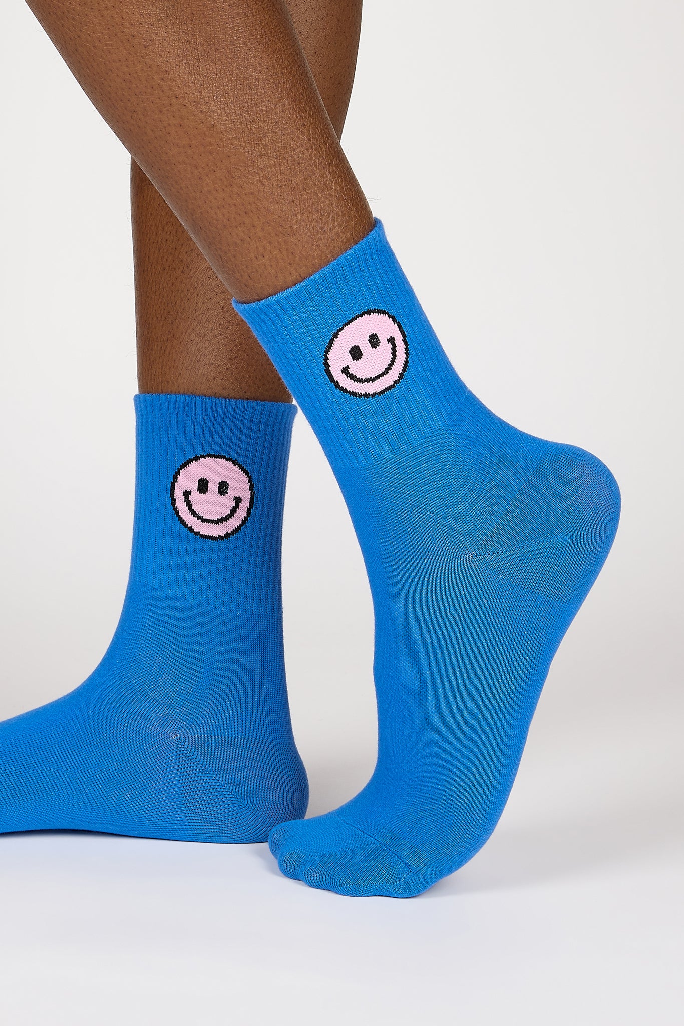 Cobalt blue smiley face socks_1