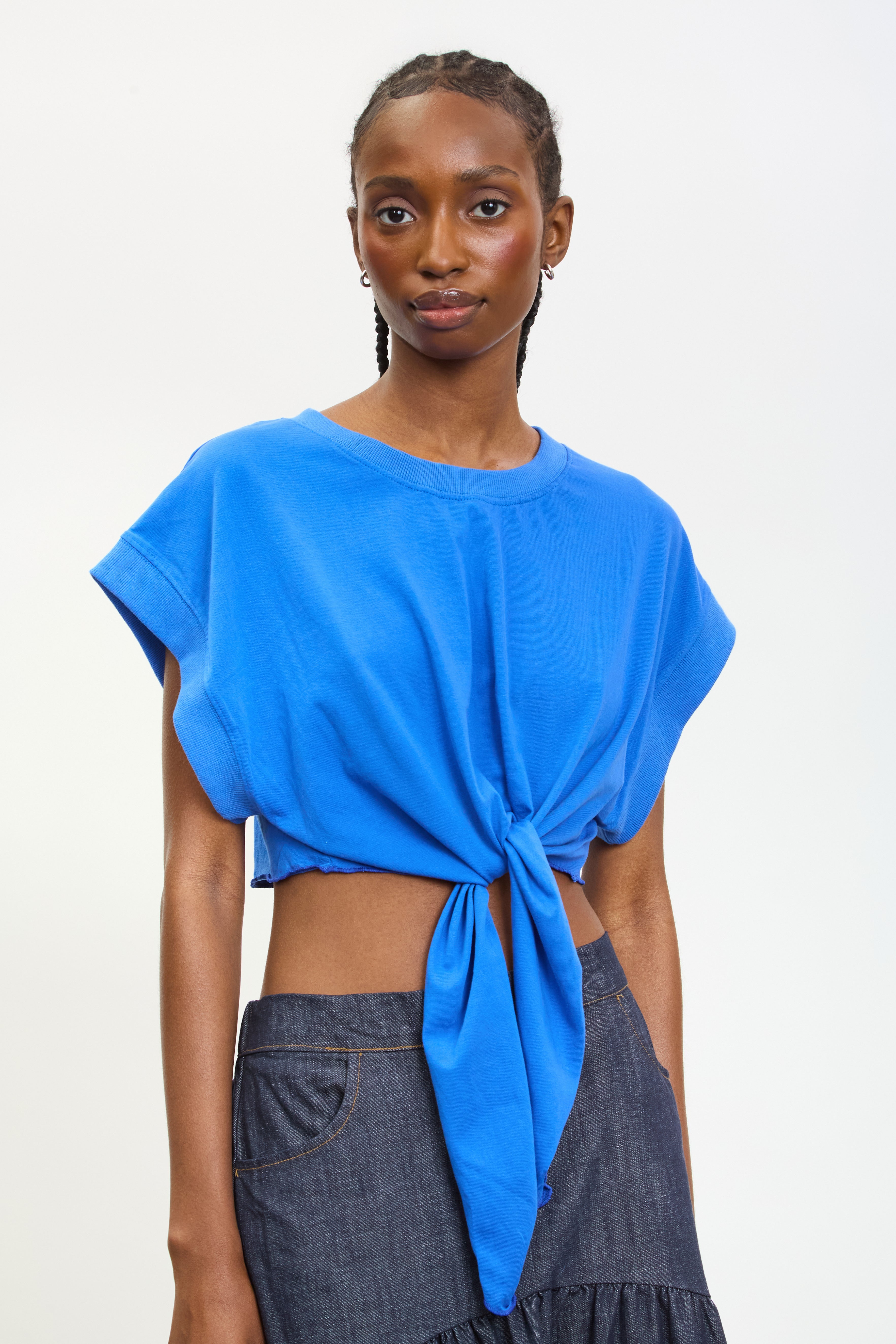 Cobalt blue waist sleeveless tee_1
