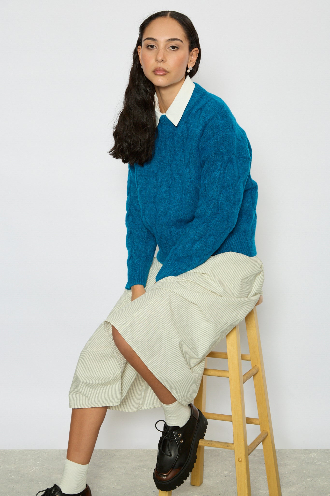 Cobalt braided cable knit jumper_5