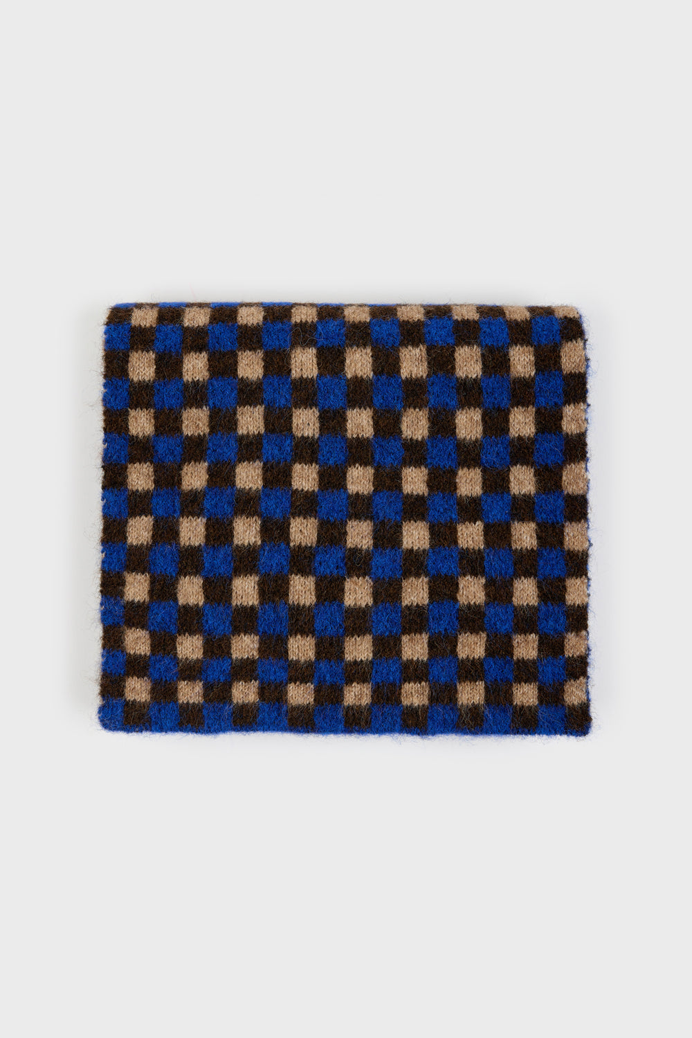 Cobalt brown and beige gingham scarf_1