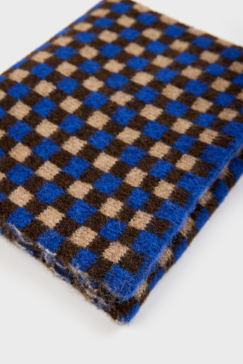 Cobalt brown and beige gingham scarf_2