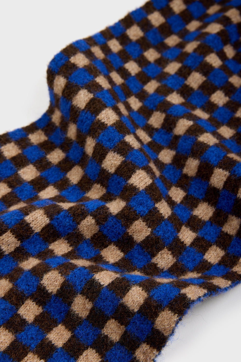 Cobalt brown and beige gingham scarf_3