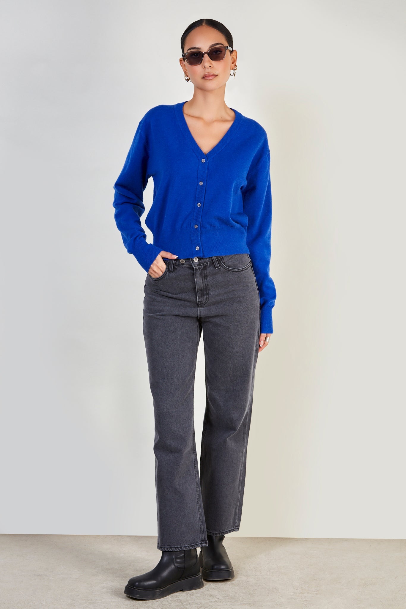 Cobalt blue cashmere blend cardigan_1