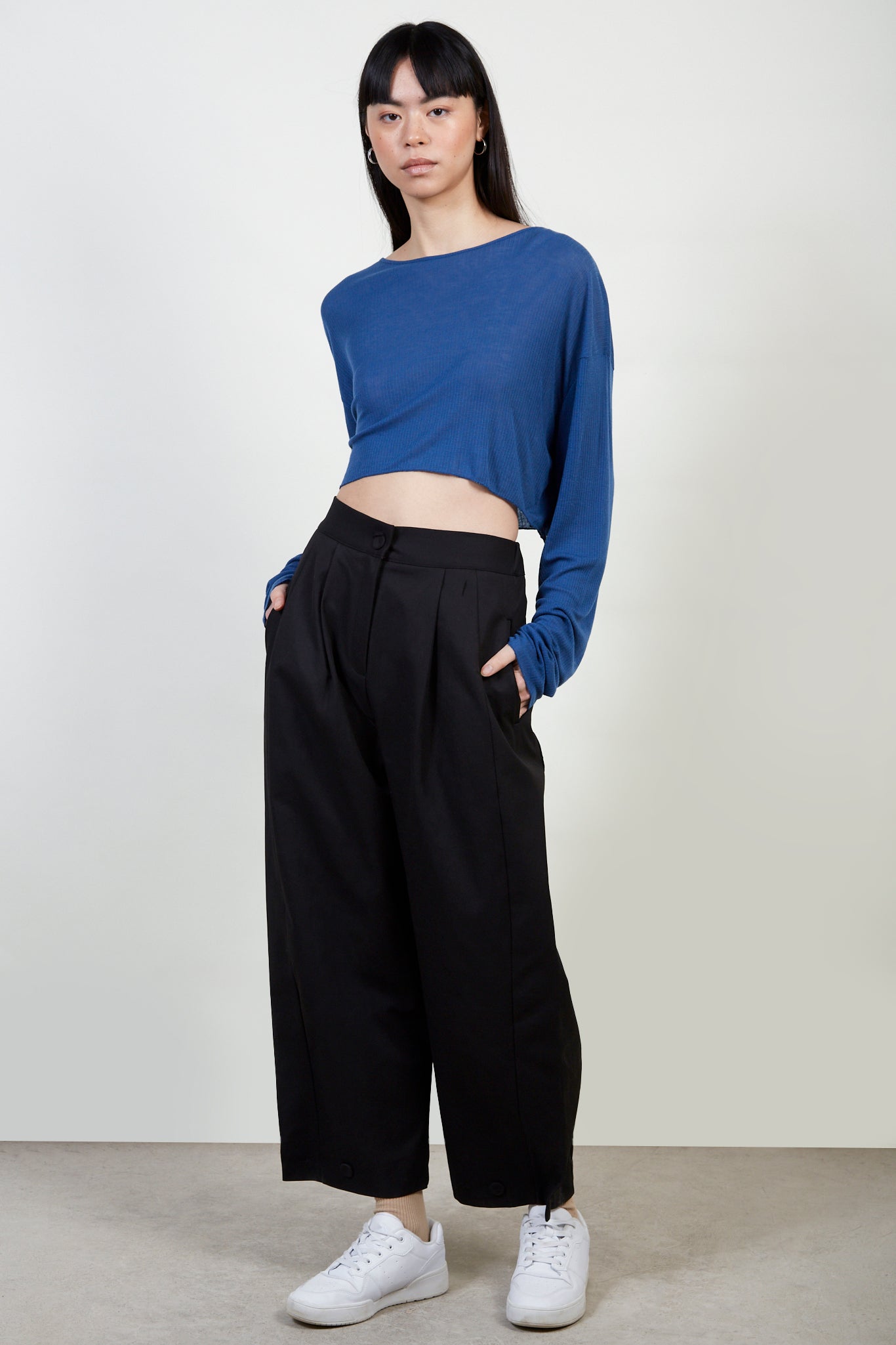 Cobalt ribbed semi sheer top_2