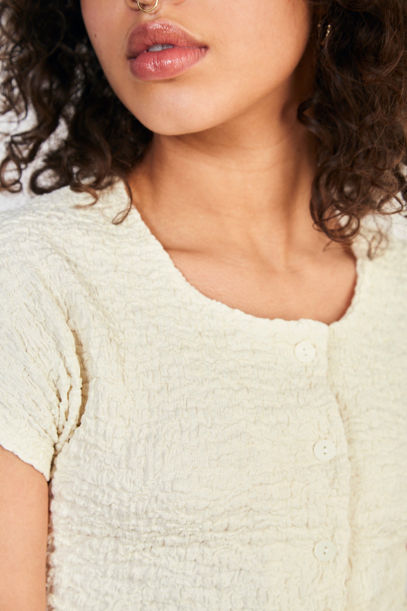 Cream button front short sleeved top_3