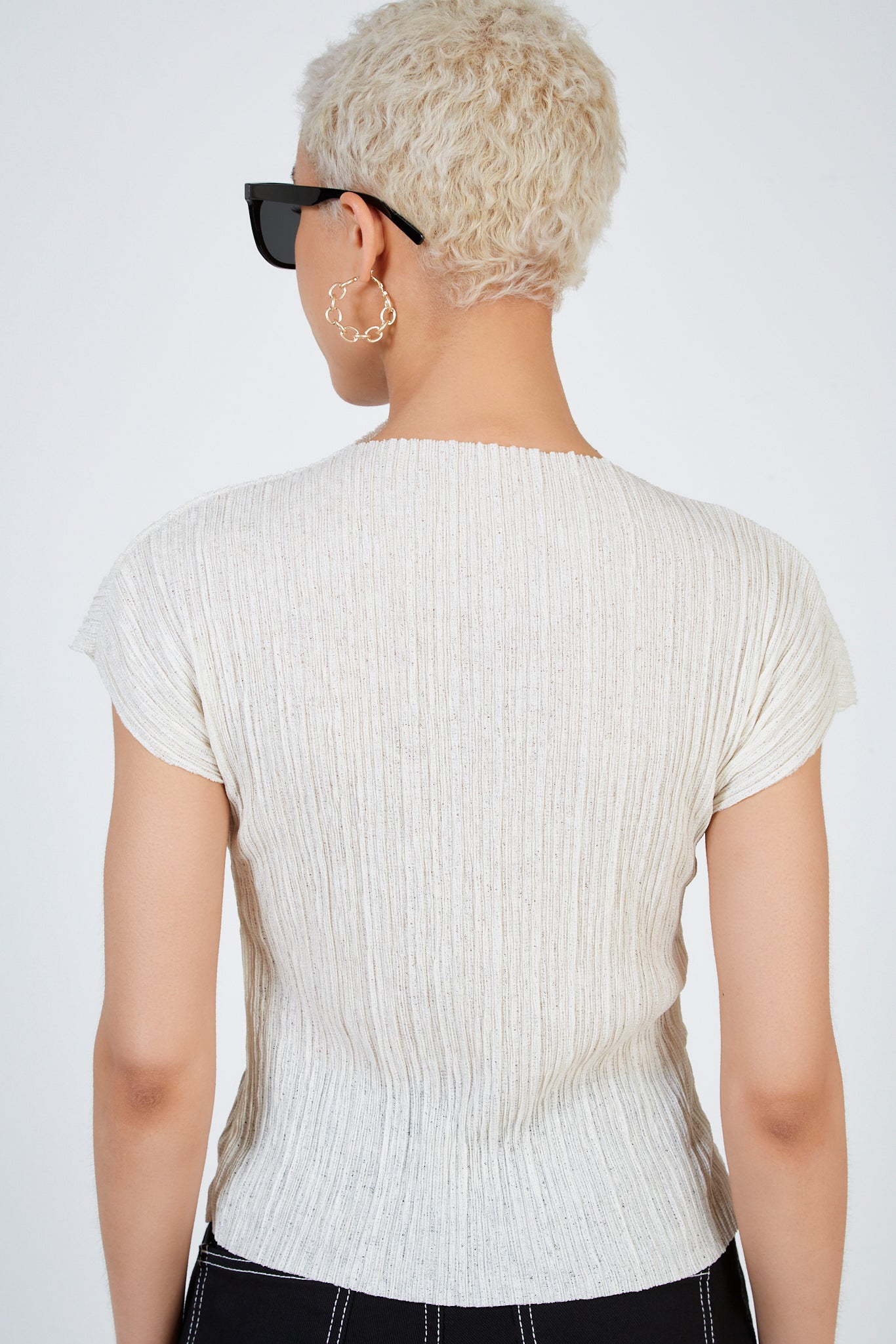 Cream pleat ribbed short sleeved top_3