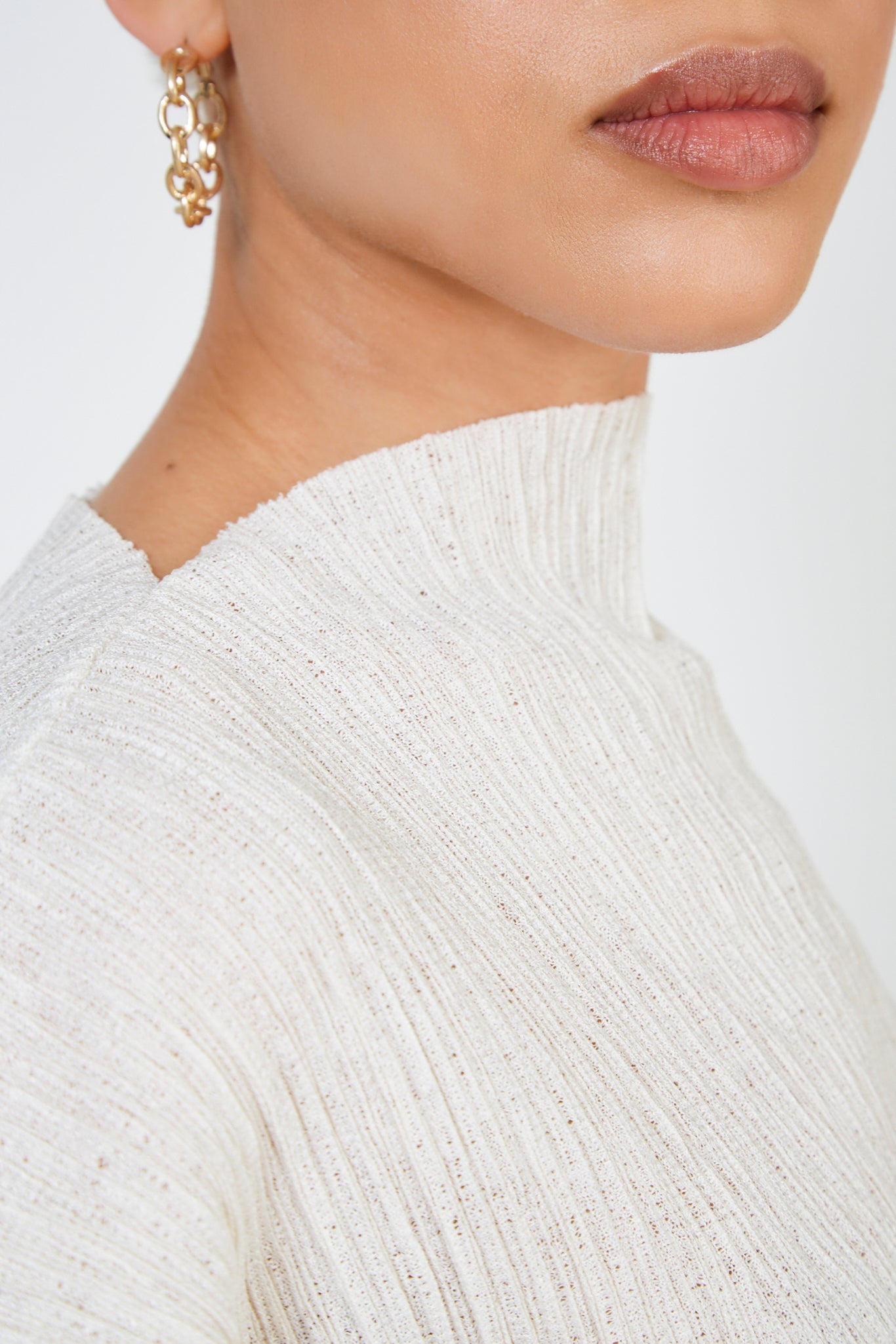 Cream pleat ribbed short sleeved top_5