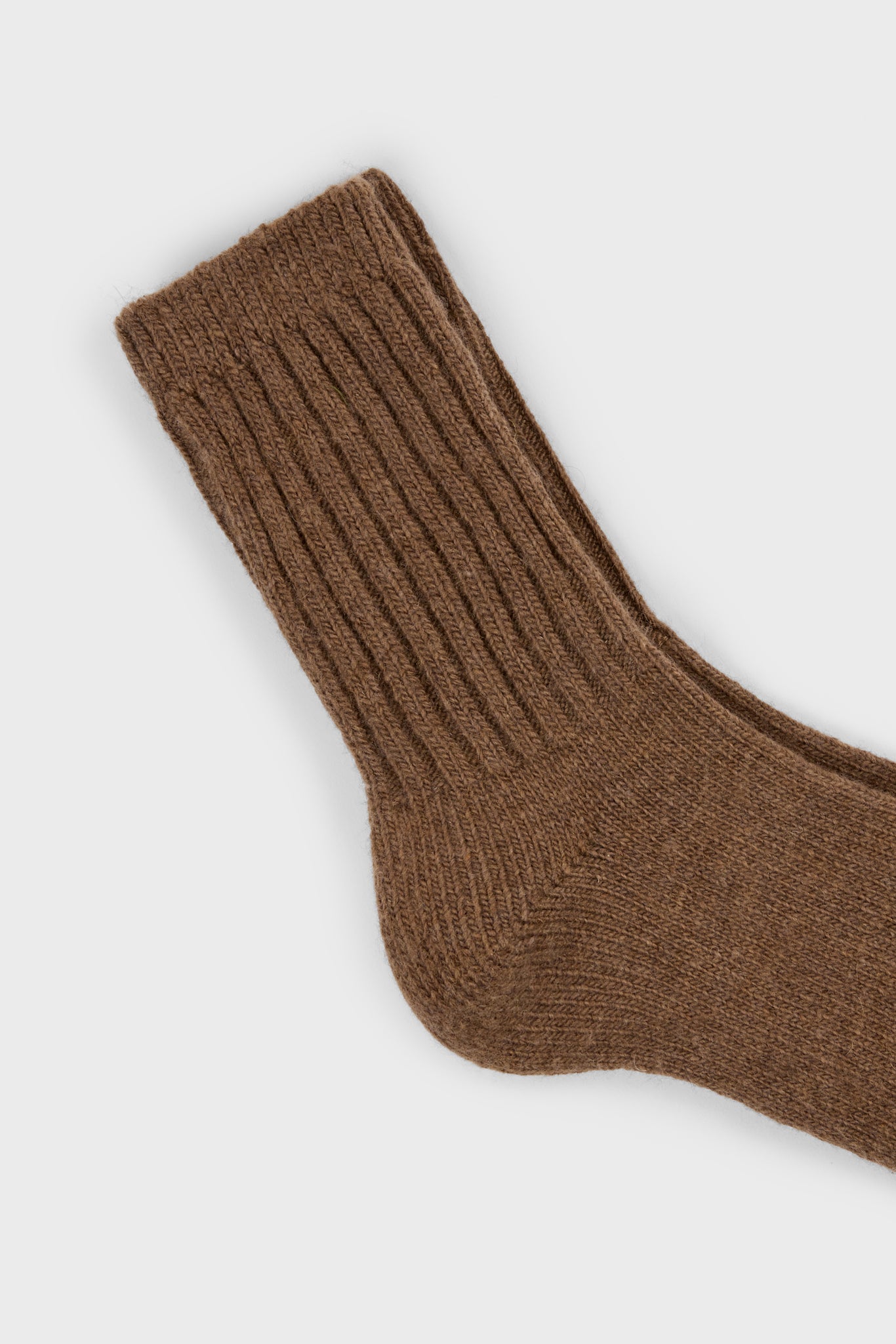 Dark beige ribbed cashmere wool blend socks_2