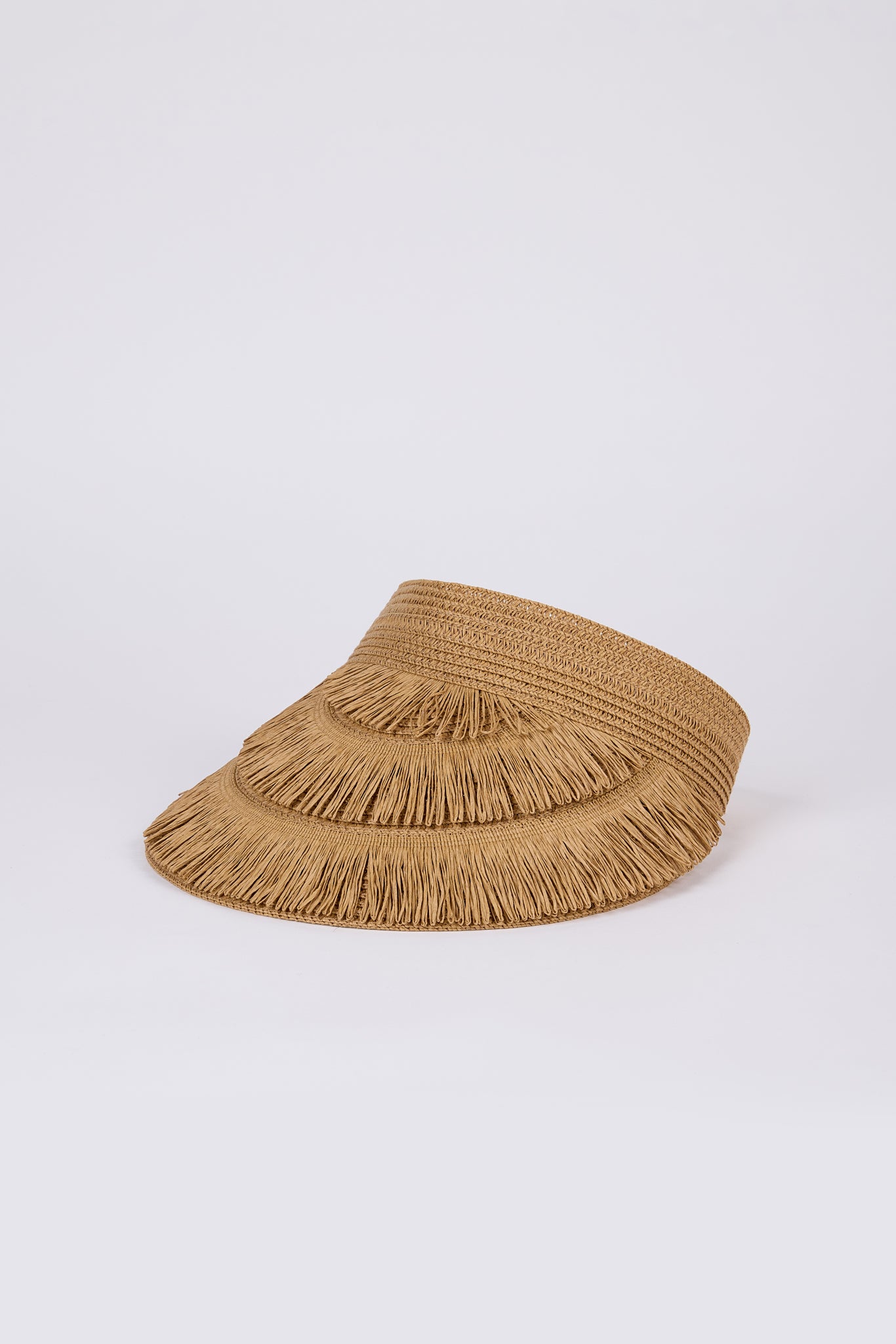 Dark beige tiered straw sun visor_2