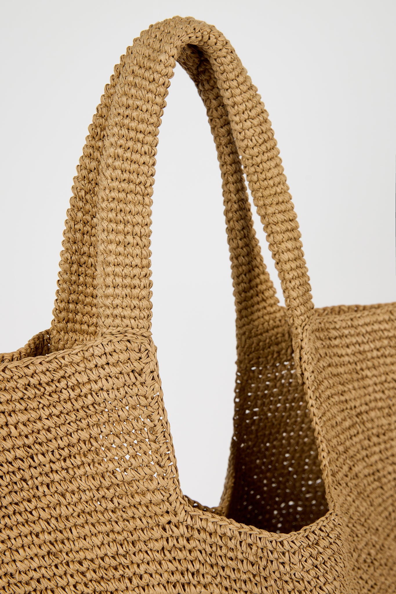 Dark beige tight weave straw tote bag_3