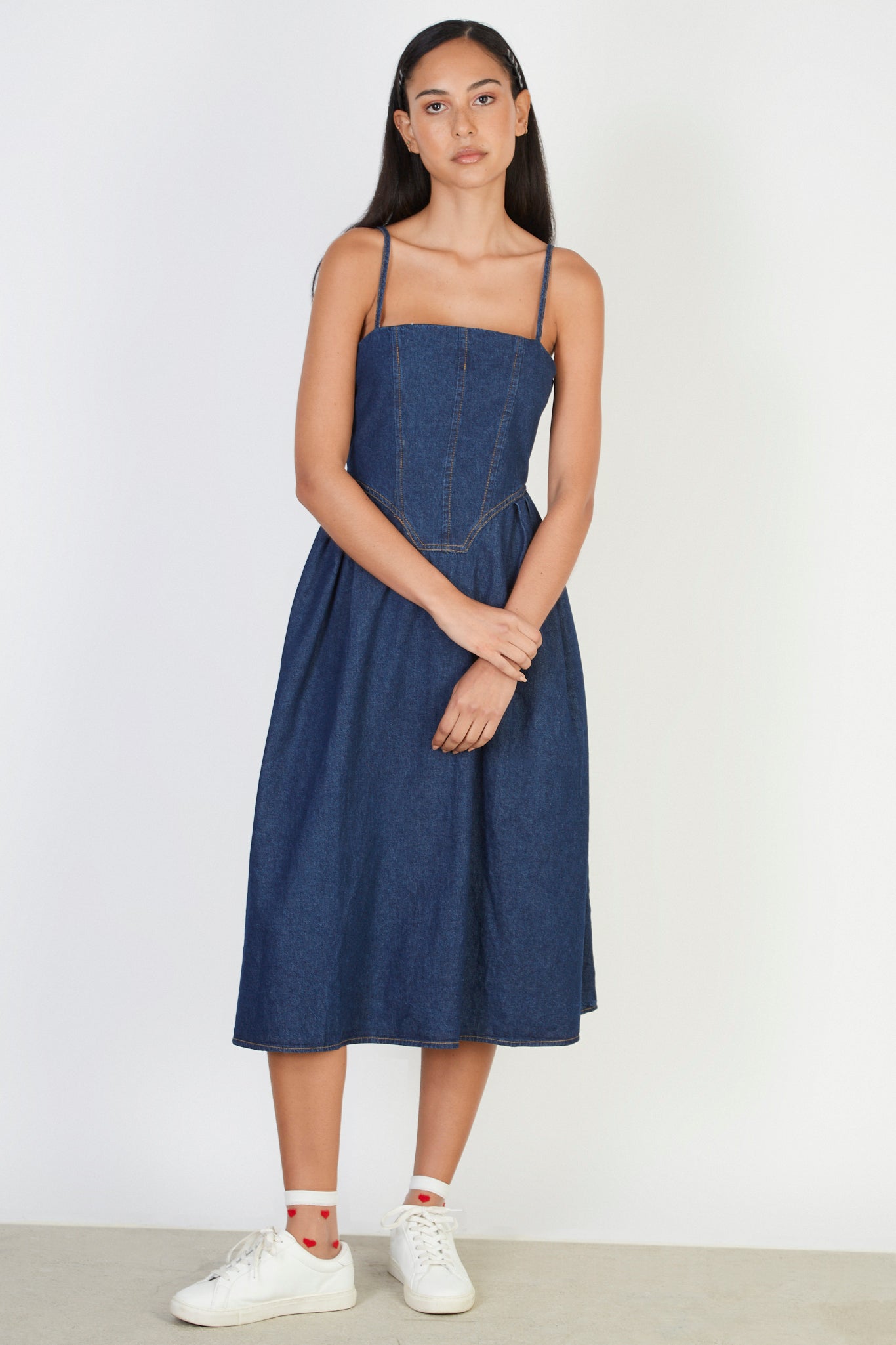 Dark blue denim corset dress_1