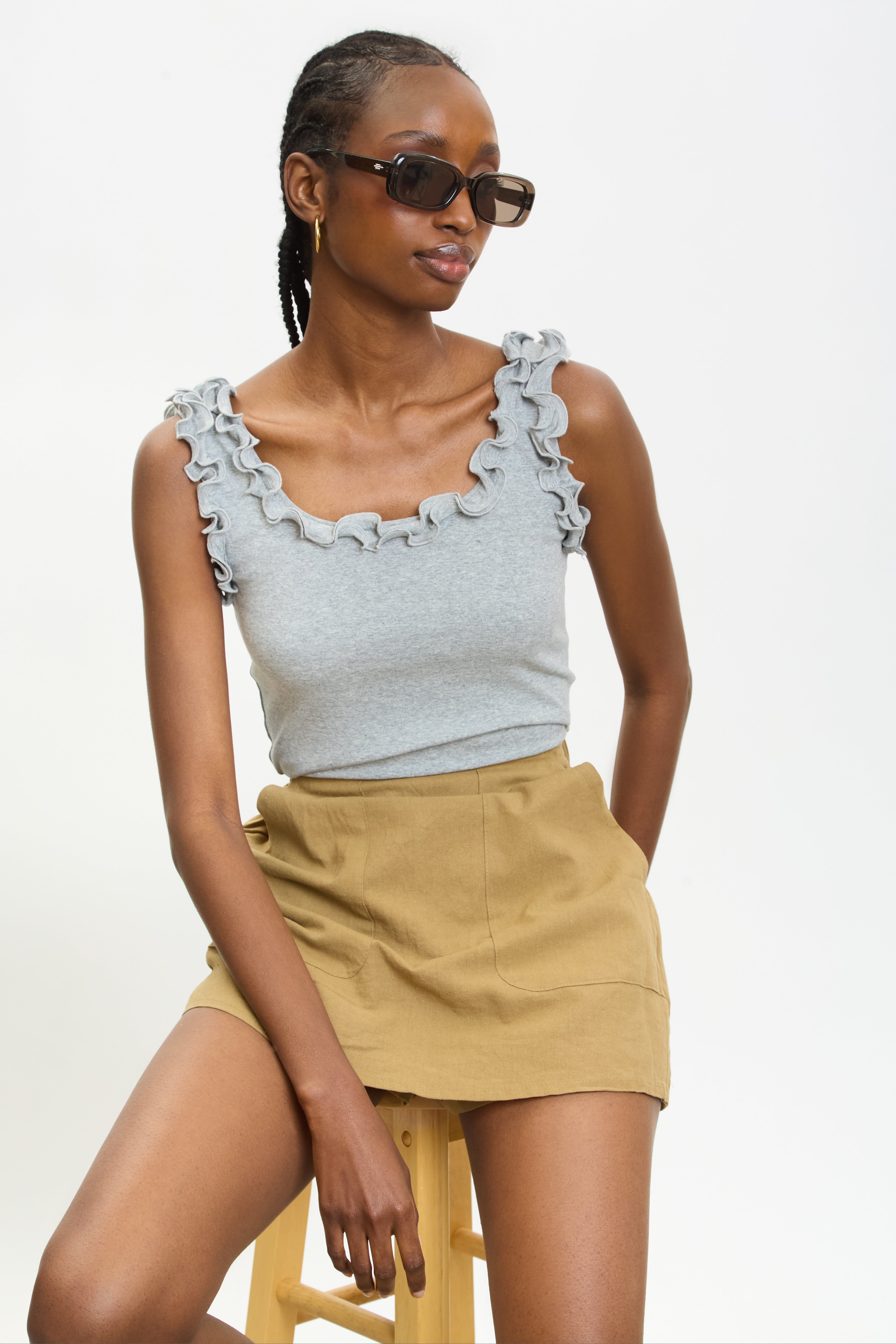 Dark camel pocket skort_5