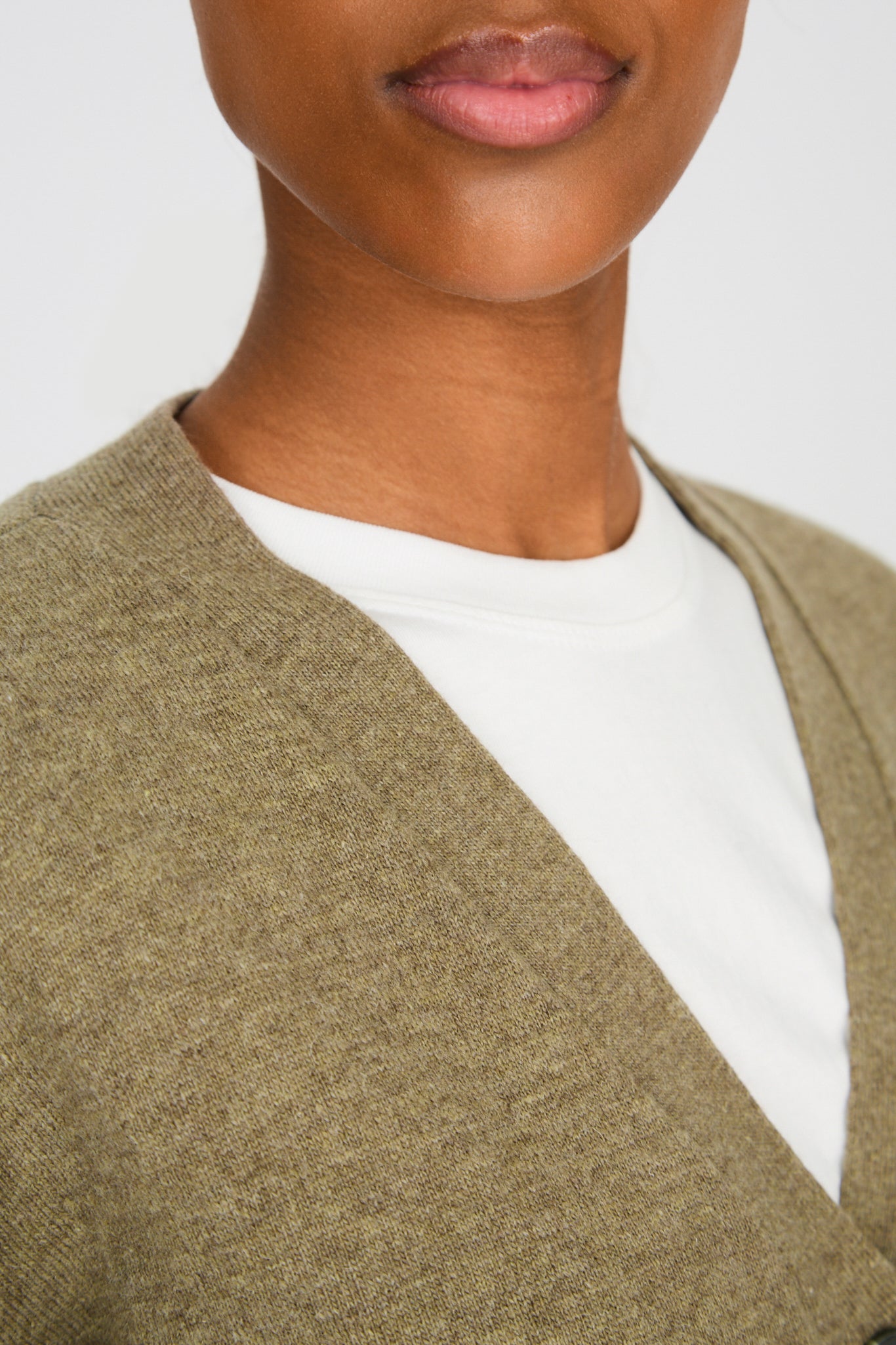 Dark khaki wool blend relaxed cardigan_4