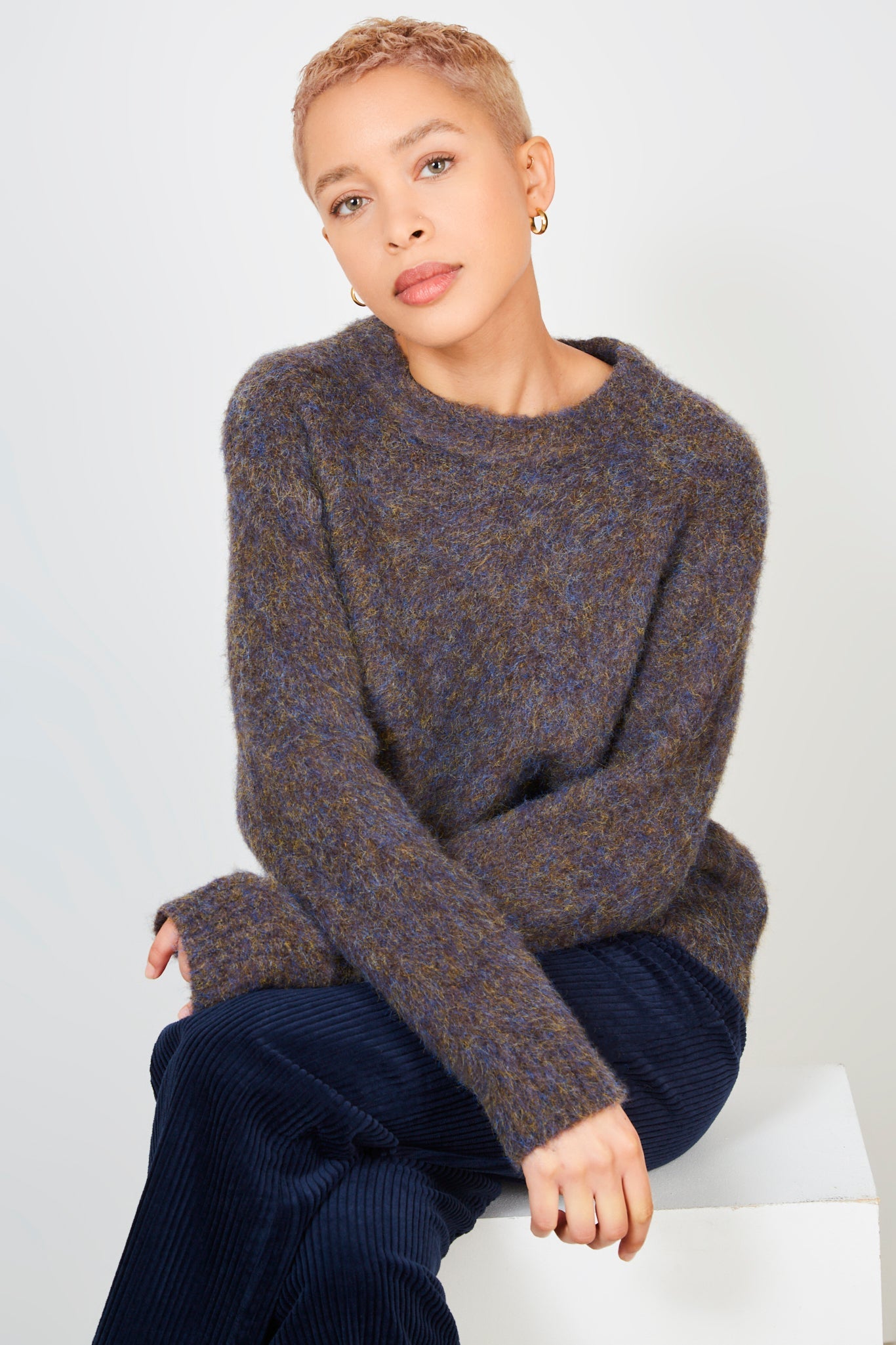 Dark brown and blue ultra soft mohair jumper_6