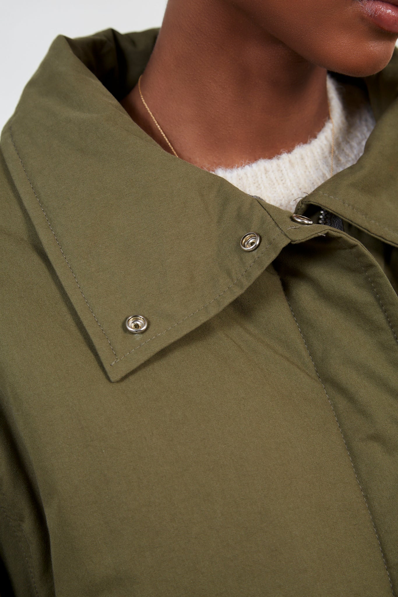Dark khaki teddy lined cinch back parka_5