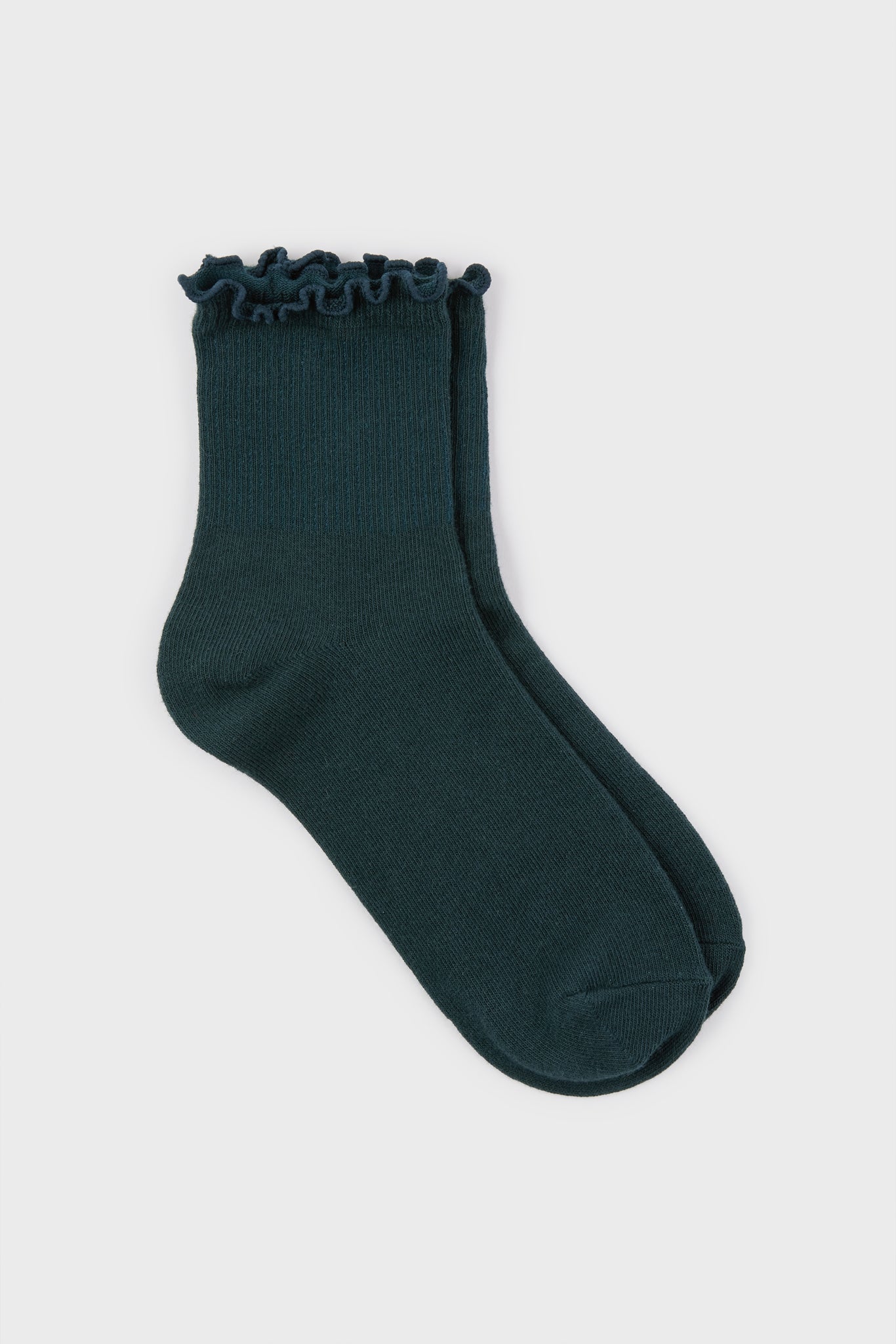 Dark teal ruffle trim socks_2