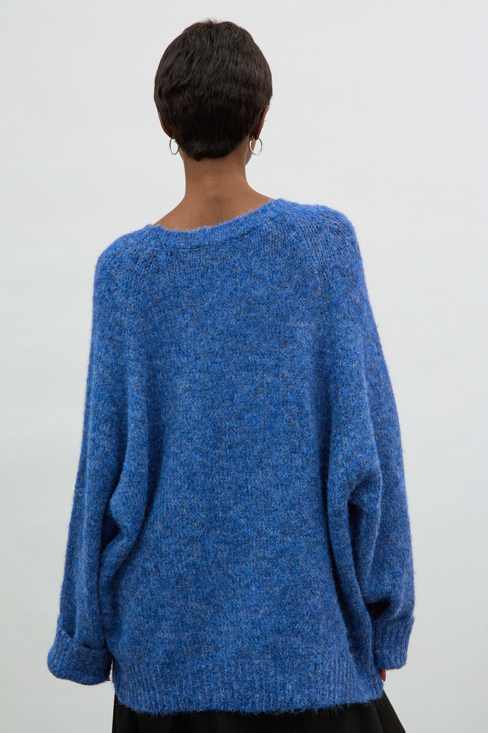 Deep blue speckled wool blend crew neck jumper_2