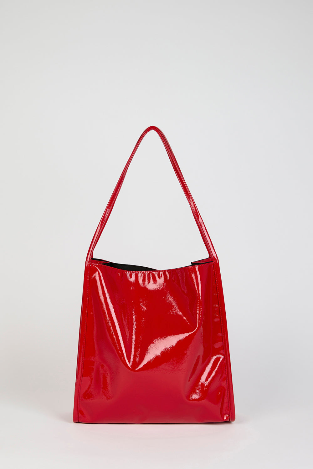 Deep red high shine PVC tote bag_1