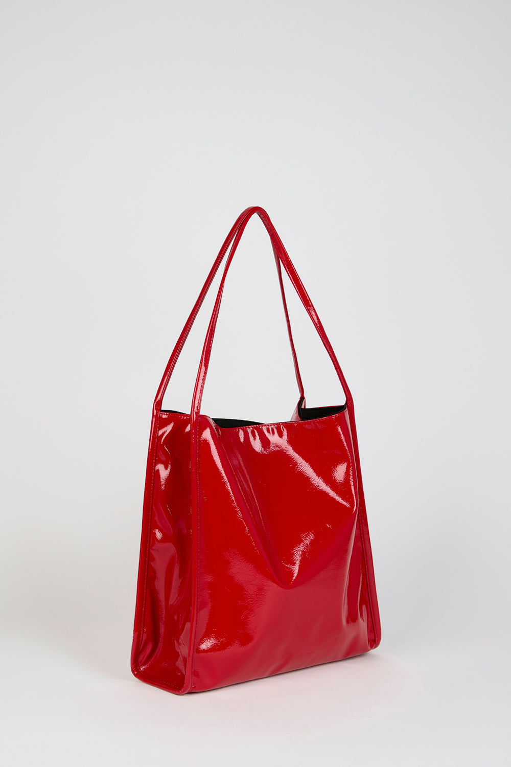 Deep red high shine PVC tote bag_2