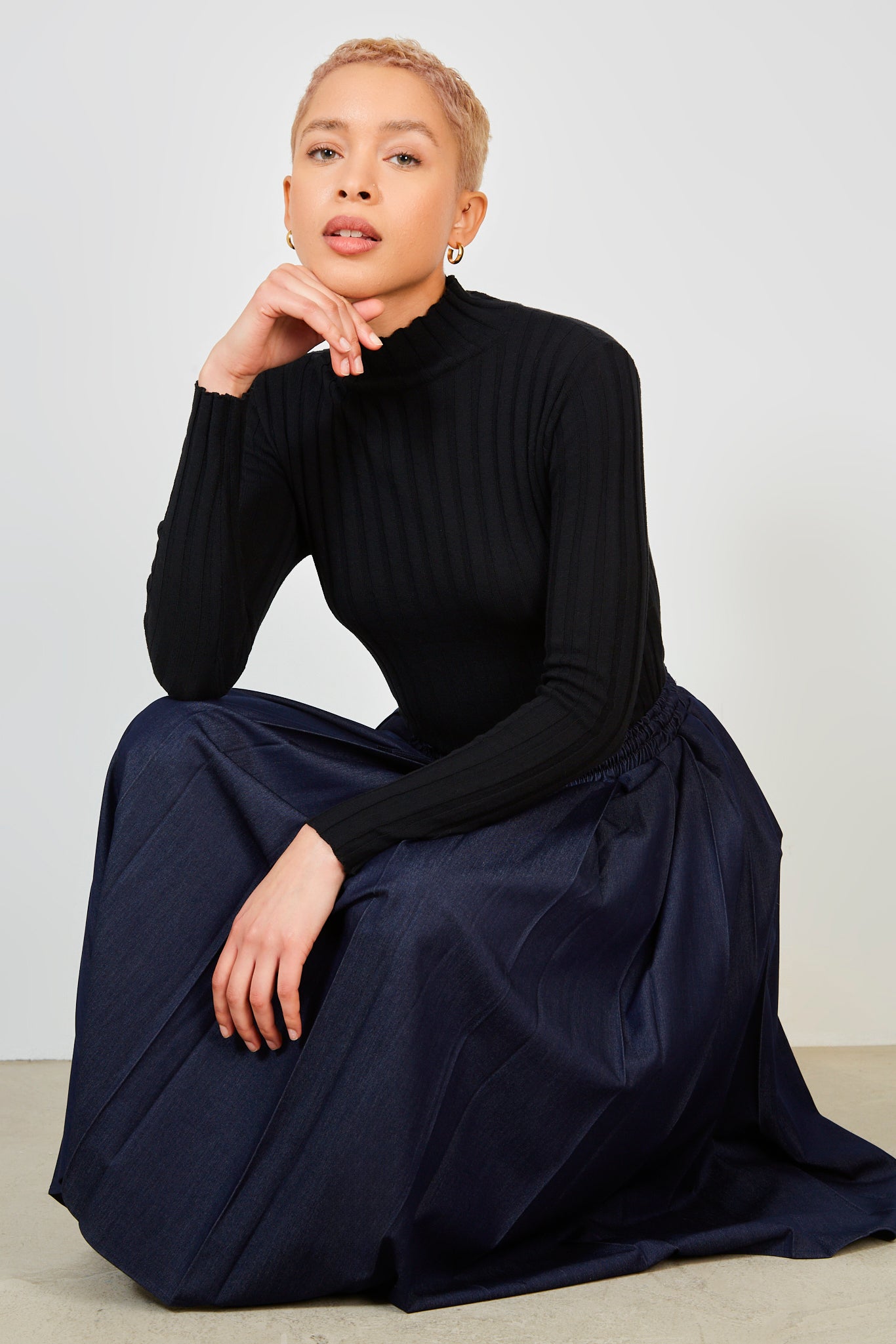 Denim pleated skirt_5