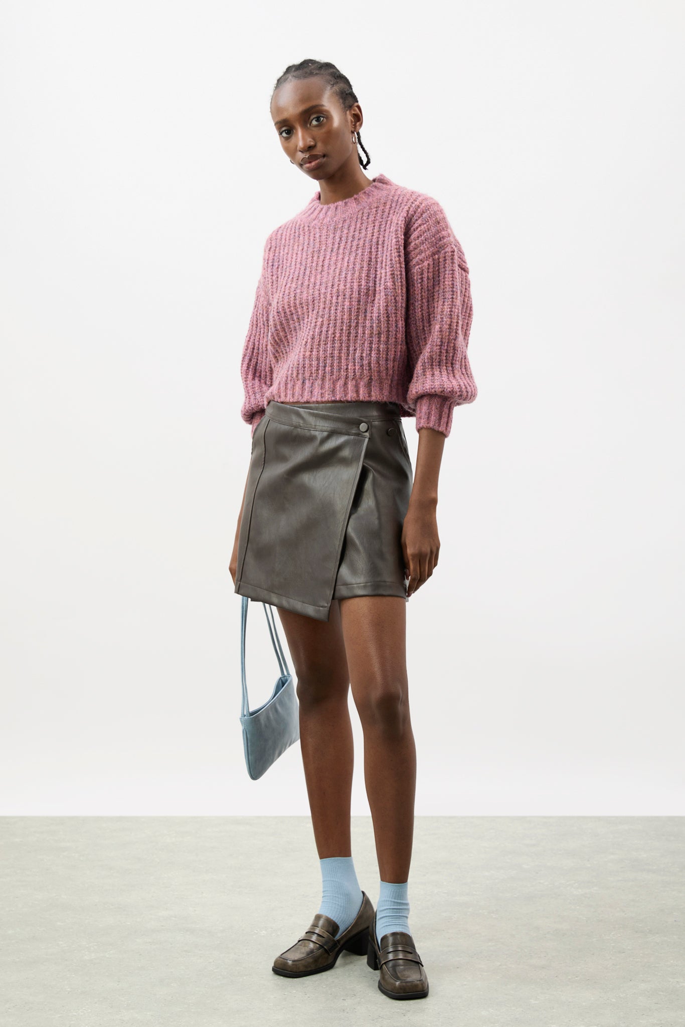 Dusty pink flecked chunky knit cropped jumper_4