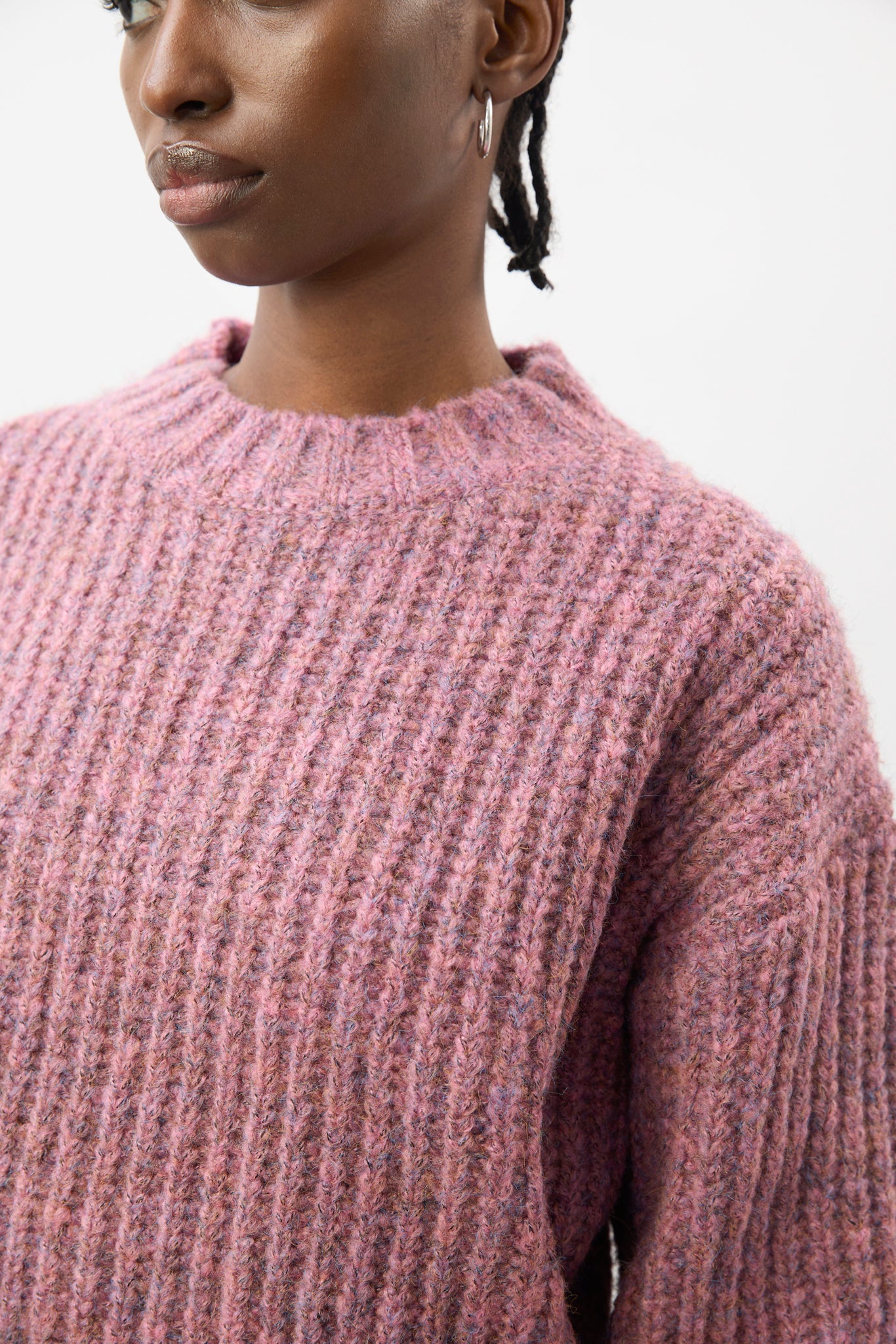 Dusty pink flecked chunky knit cropped jumper_3