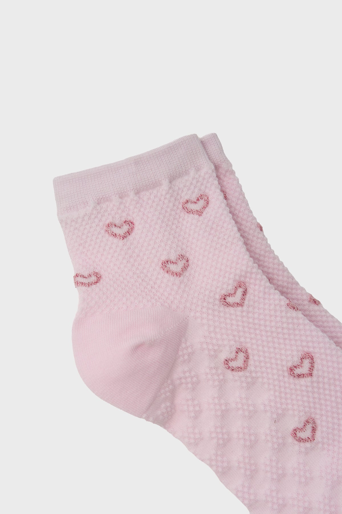 Pink textured pink hearts ankle socks_2