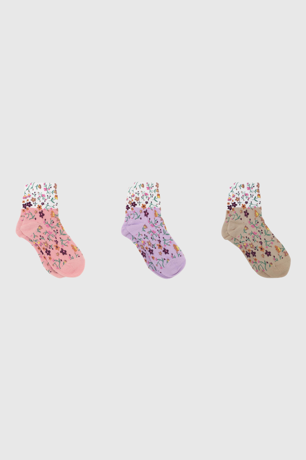 Floral colourblock socks - Set of 3