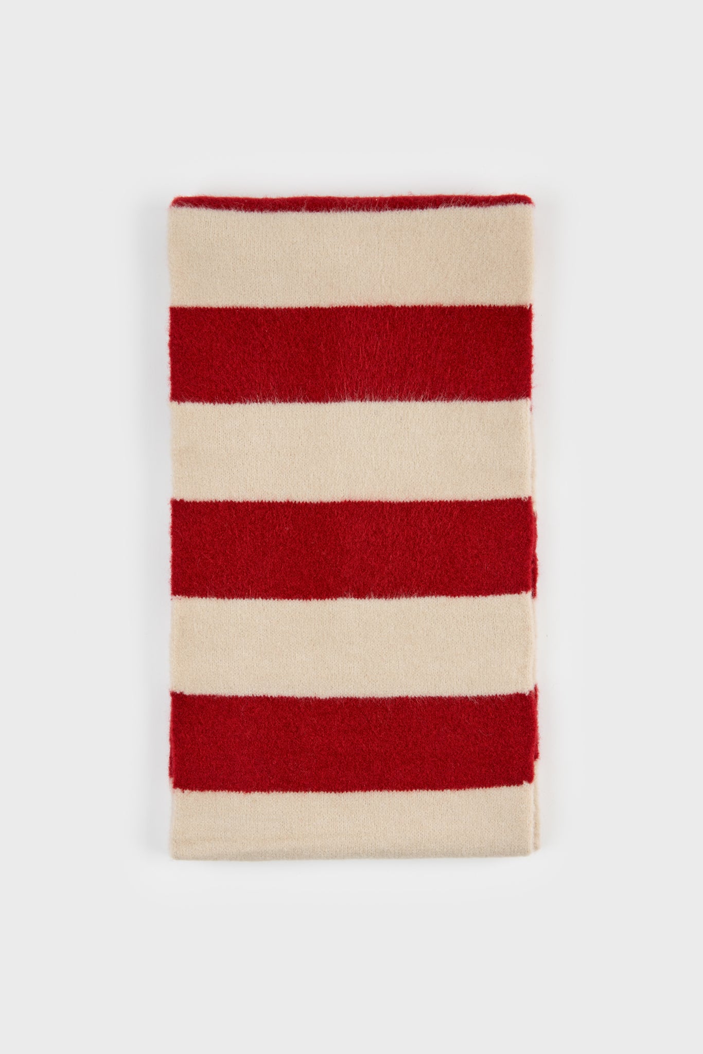 Burgundy and ivory wool blend block striped scarf_1
