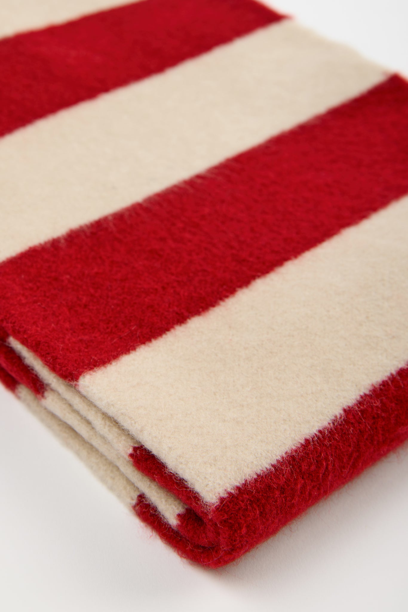 Burgundy and ivory wool blend block striped scarf_2