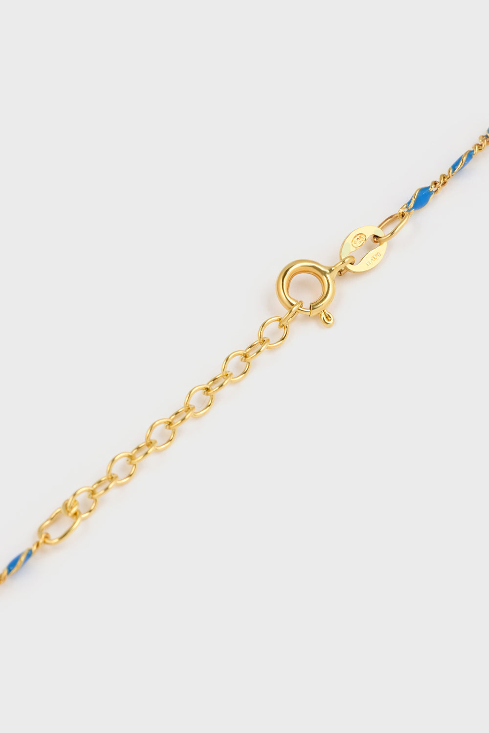 Gold blue bead drop chain necklace_3