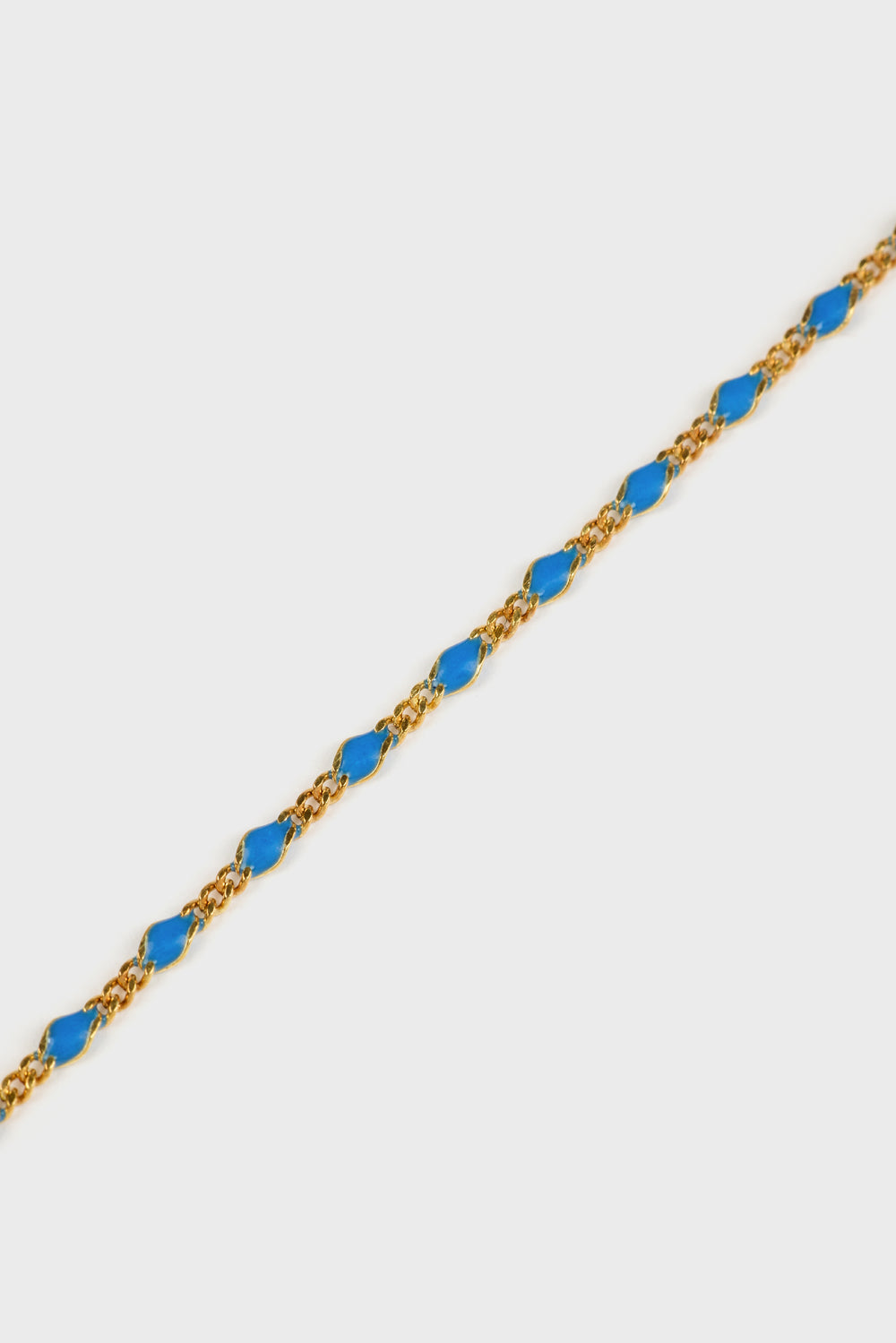 Gold blue bead drop chain necklace_2