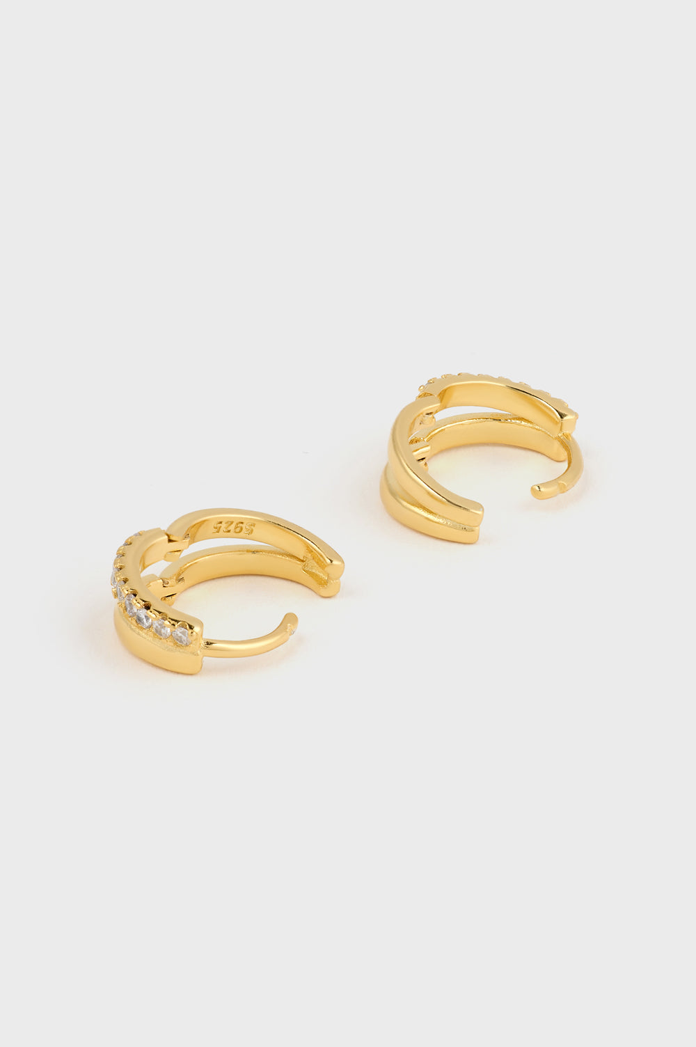 Gold diamante double loop huggie earrings_2