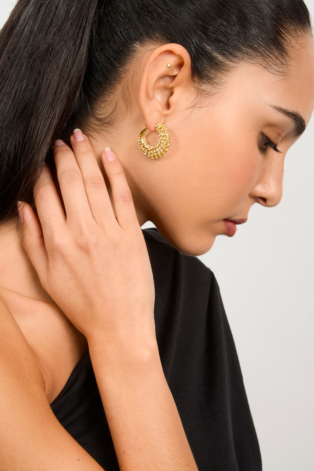 Gold large diamante hoop earrings_3