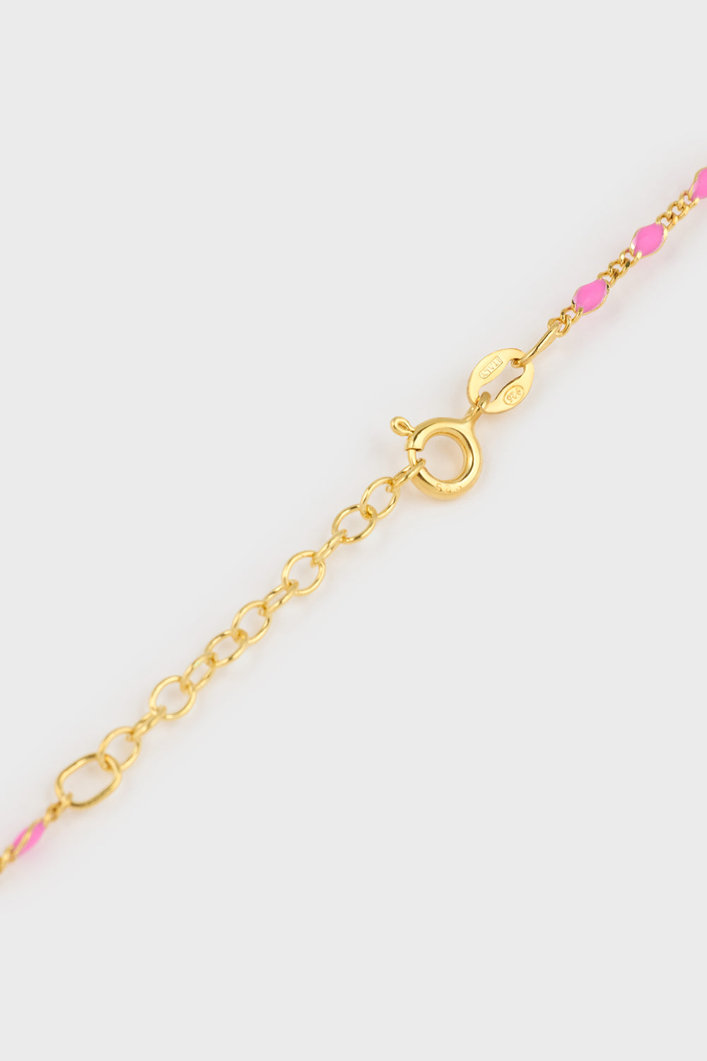 Gold pink bead drop chain necklace_3