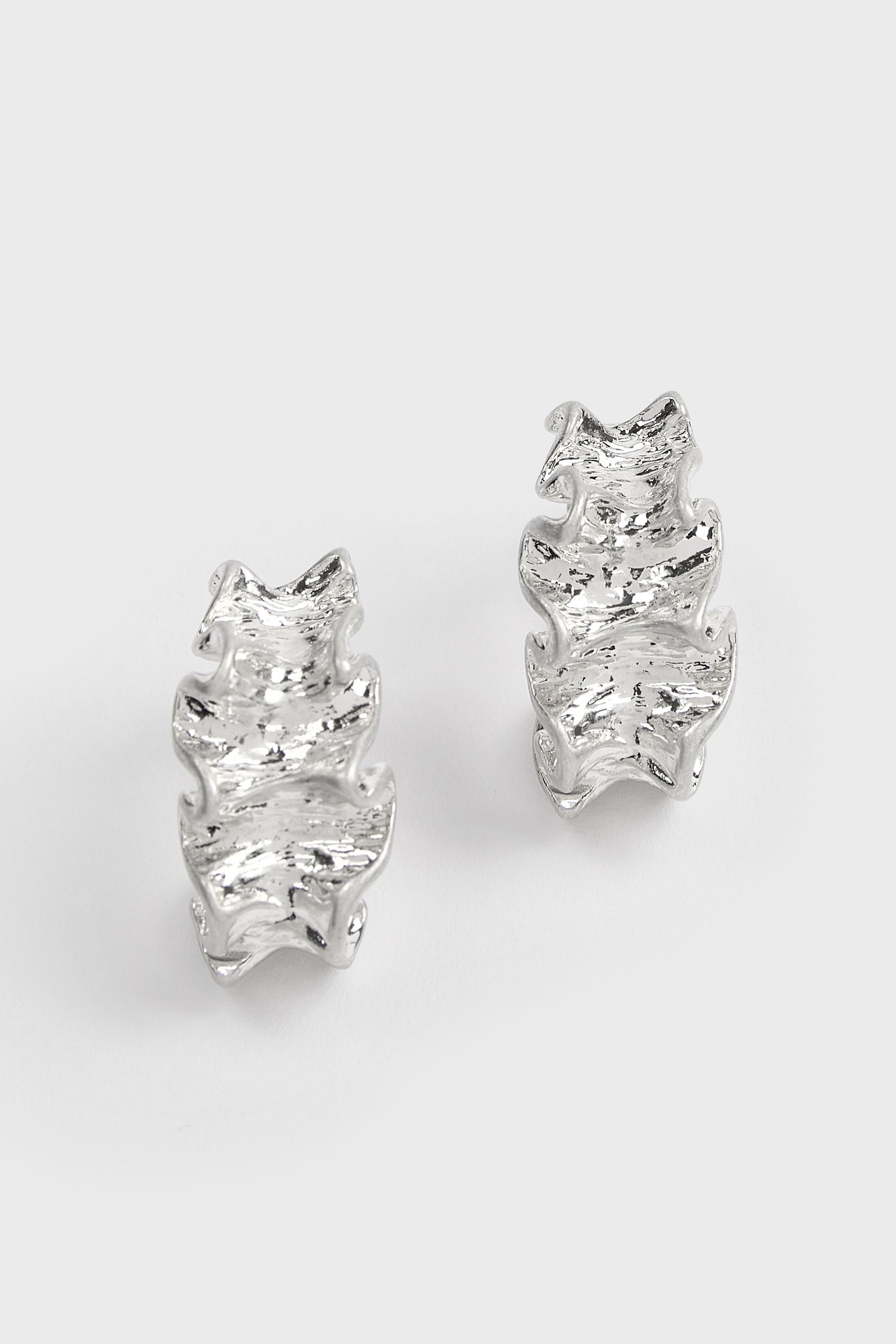 Silver scrunched metal earrings_2