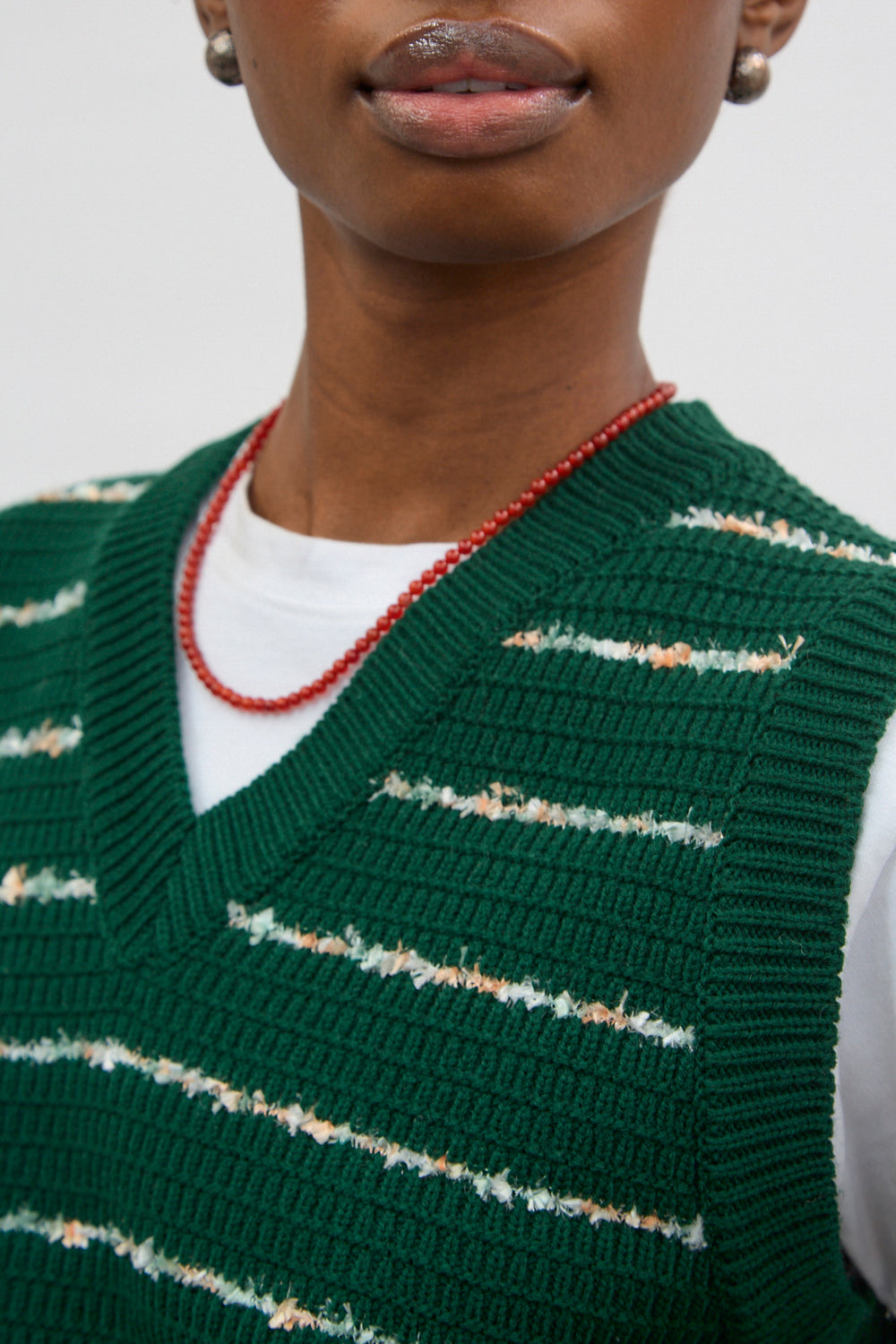 Green and ivory flecked stripe sweater vest_3