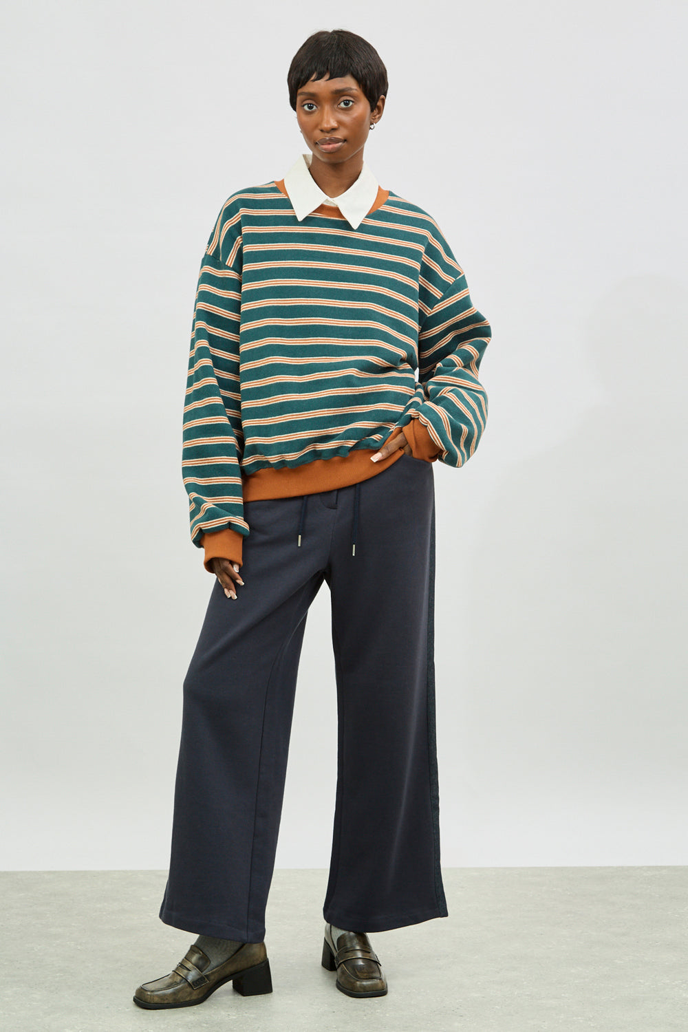 Green and mustard thin multi striped sweatshirt_4