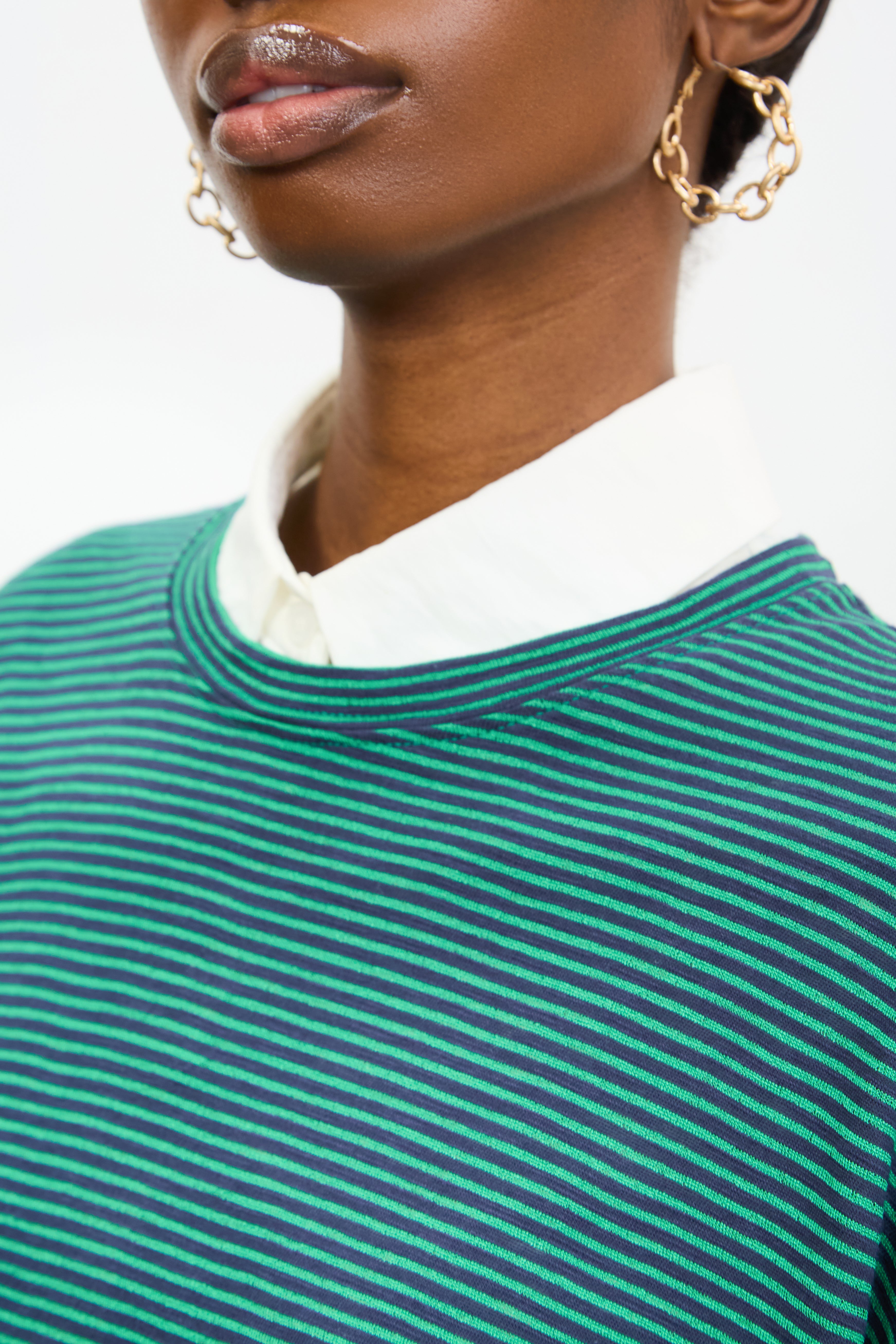 Green and navy horizontal stripe long sleeve tee_3