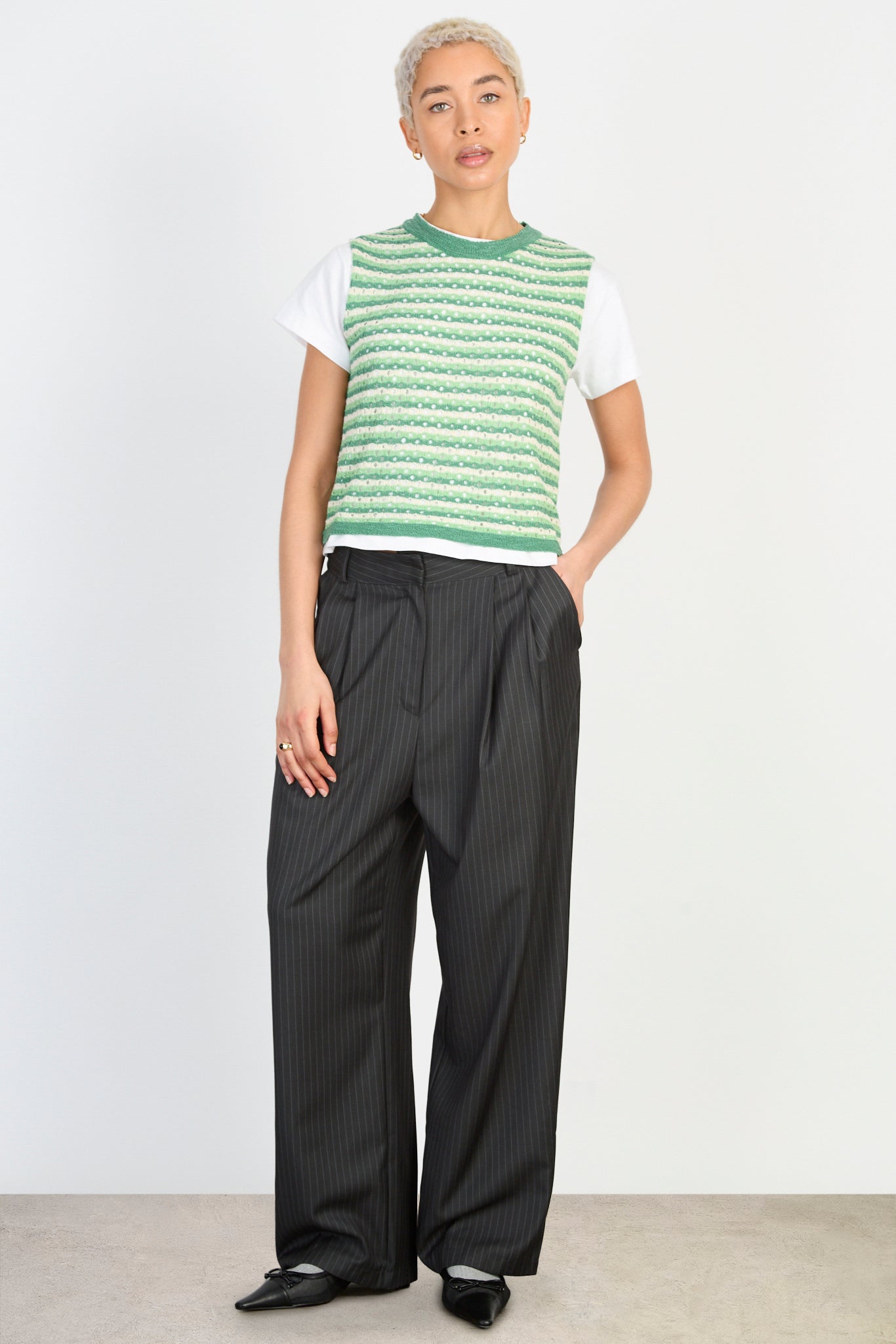 Green and white striped knit tank_4