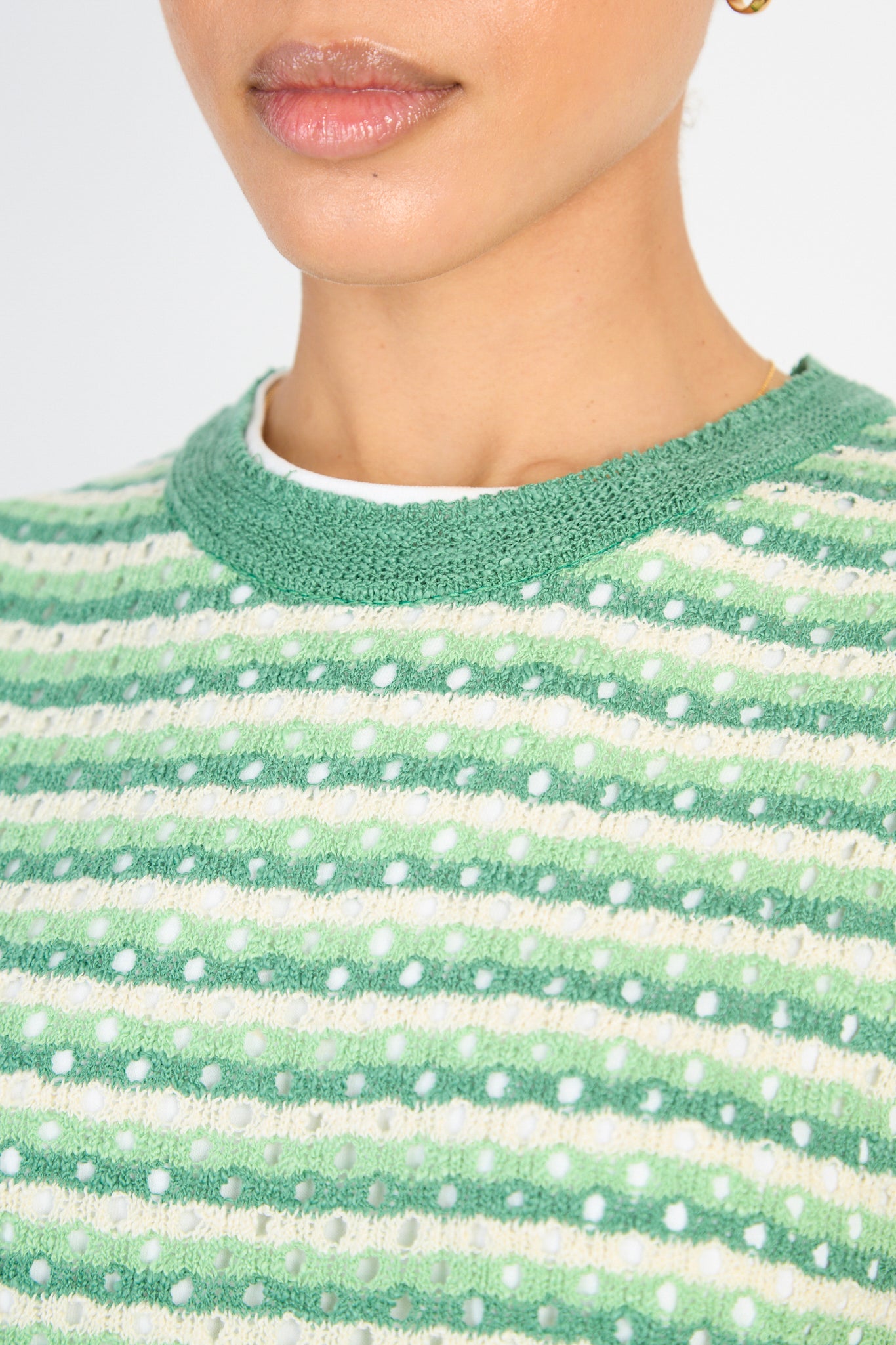 Green and white striped knit tank_3