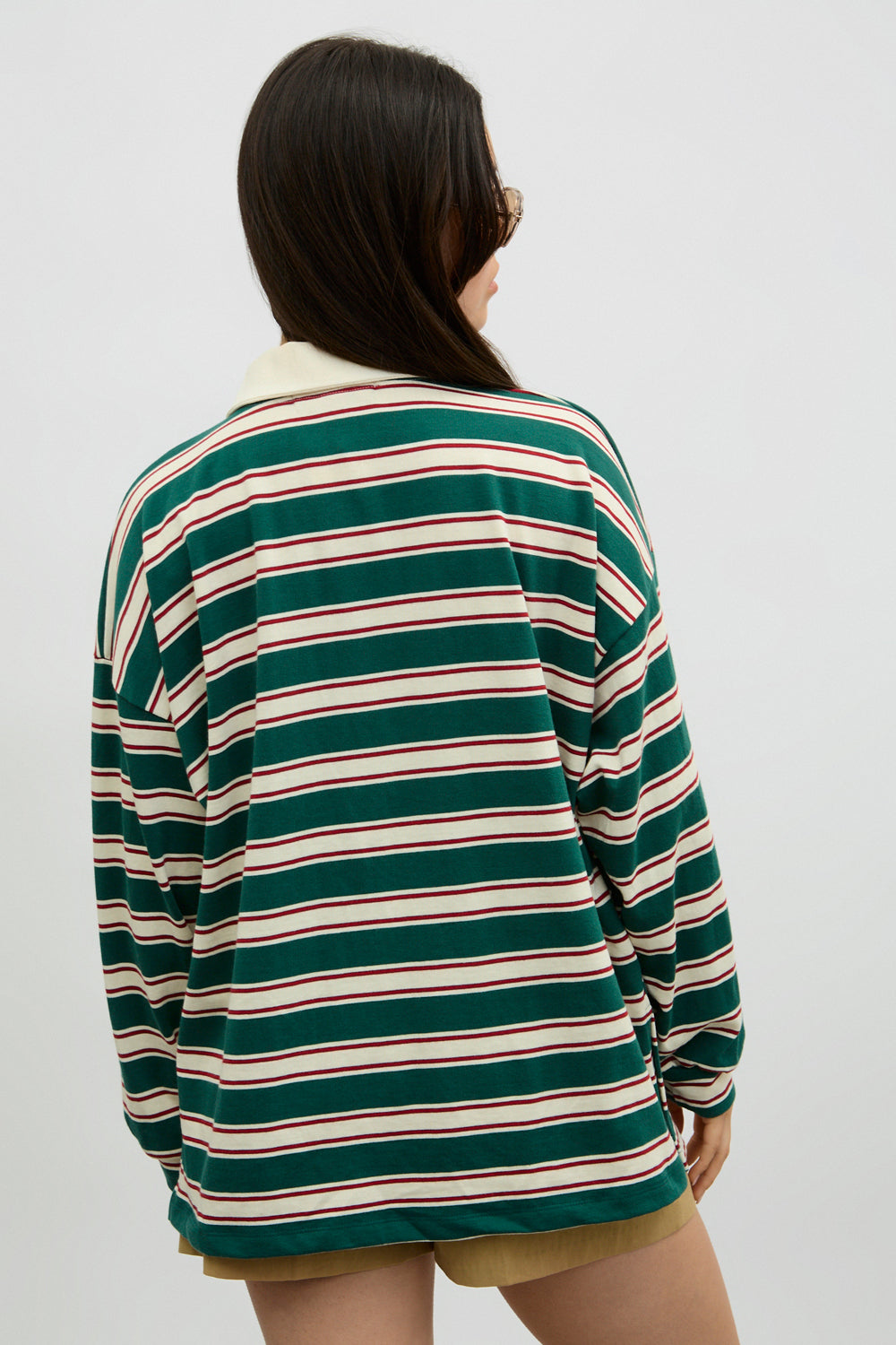 Green ivory and red striped rugby top_2