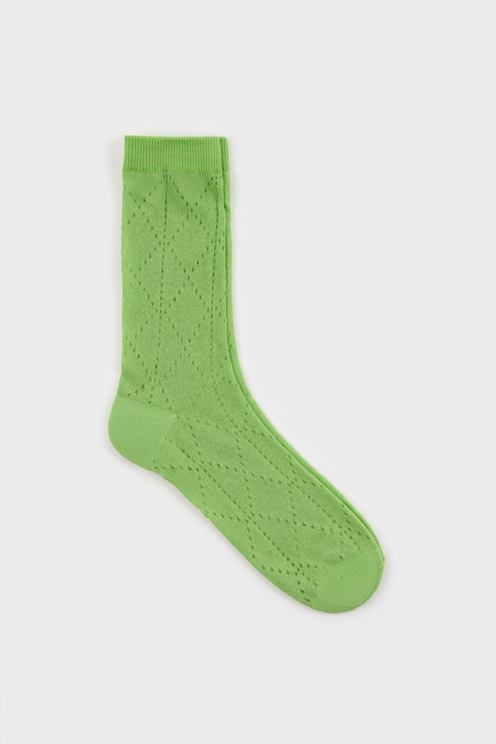 Green semi sheer dotted diamond socks_3
