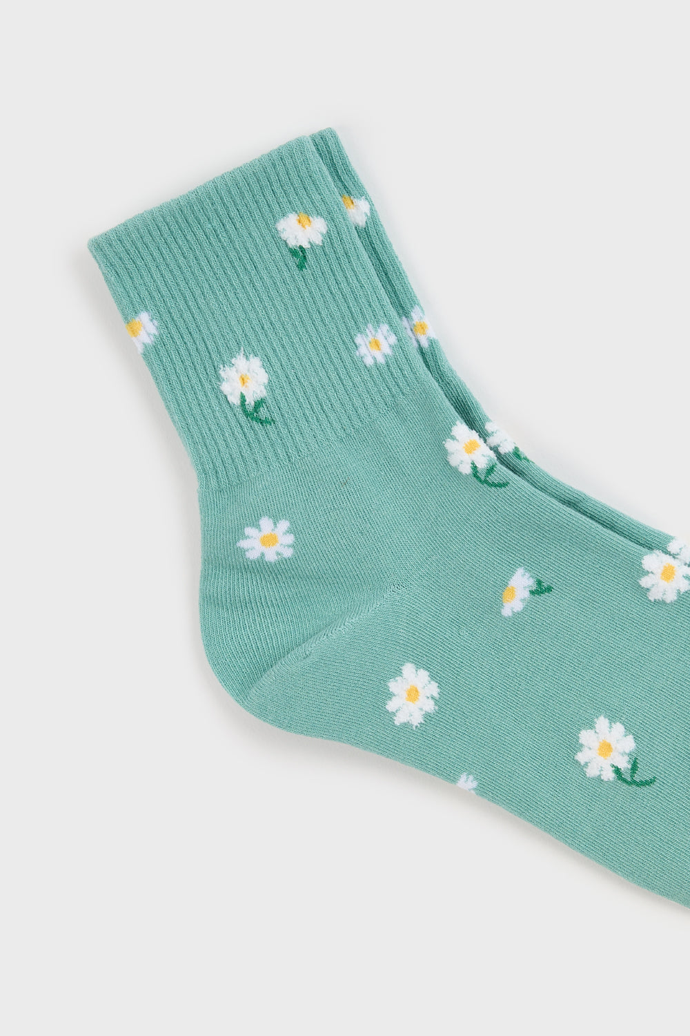 Green tiny daisy socks_2