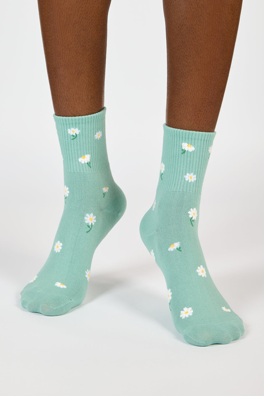 Green tiny daisy socks_4