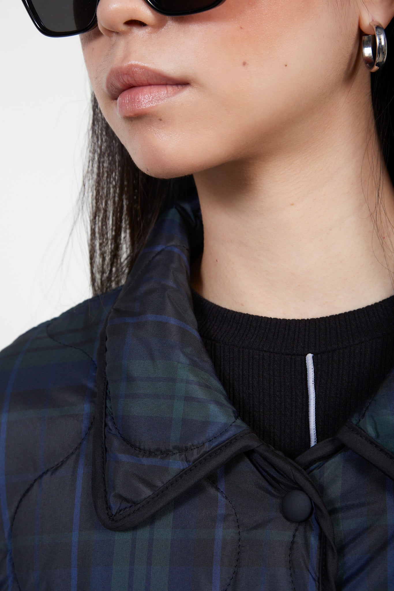 Green and blue tartan circle quilted coat_4