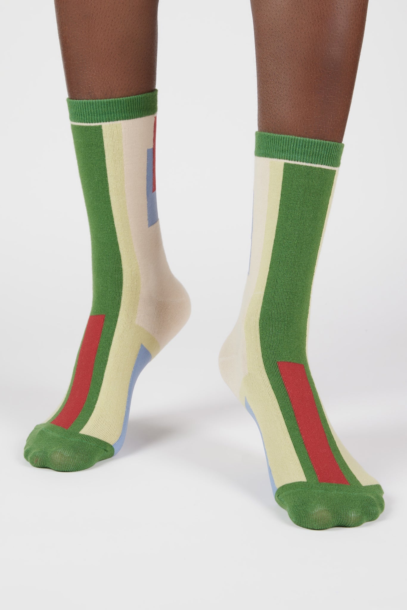 Green geometric blocks socks_4