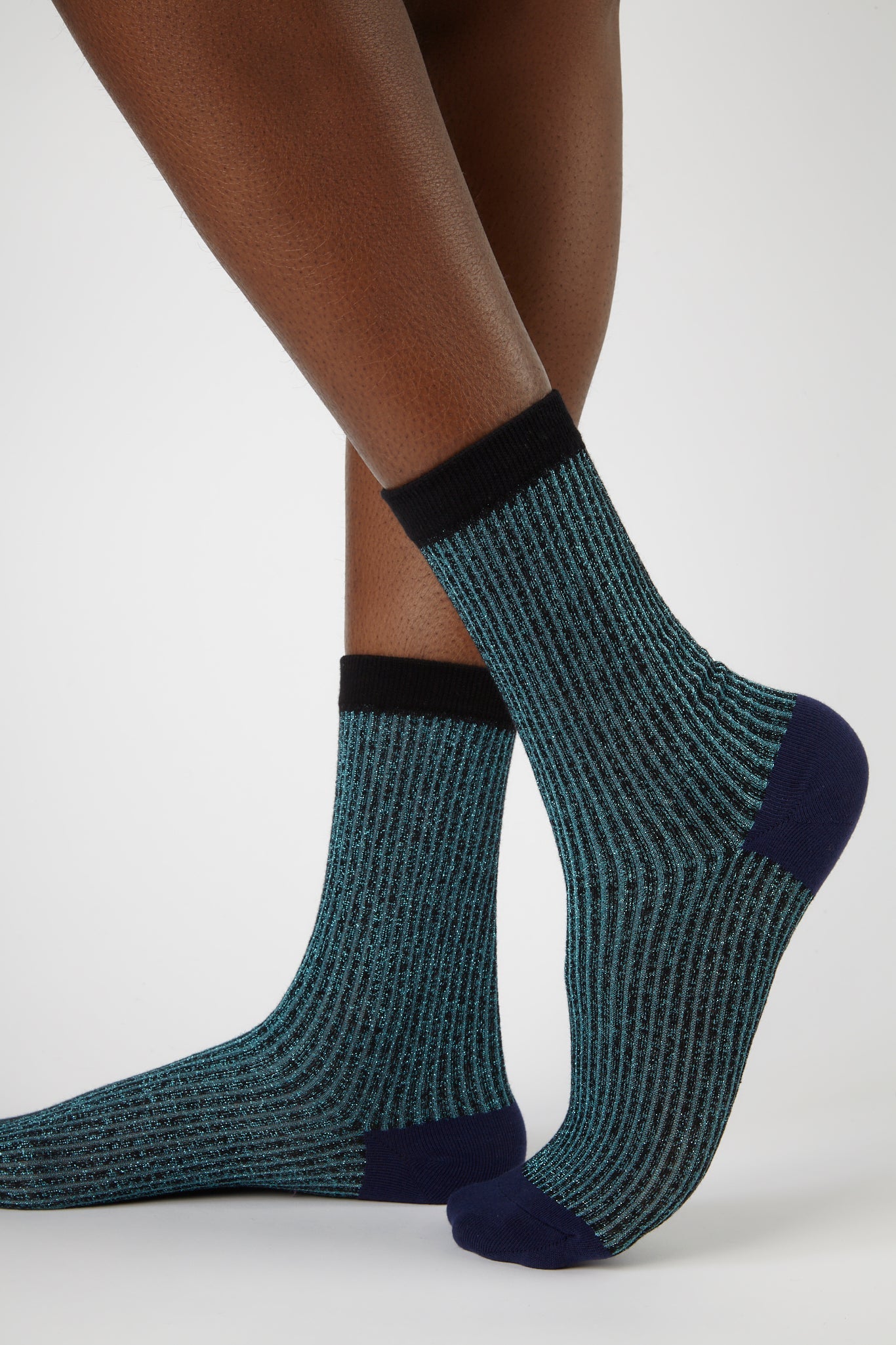Green glitter striped multicolour socks_1