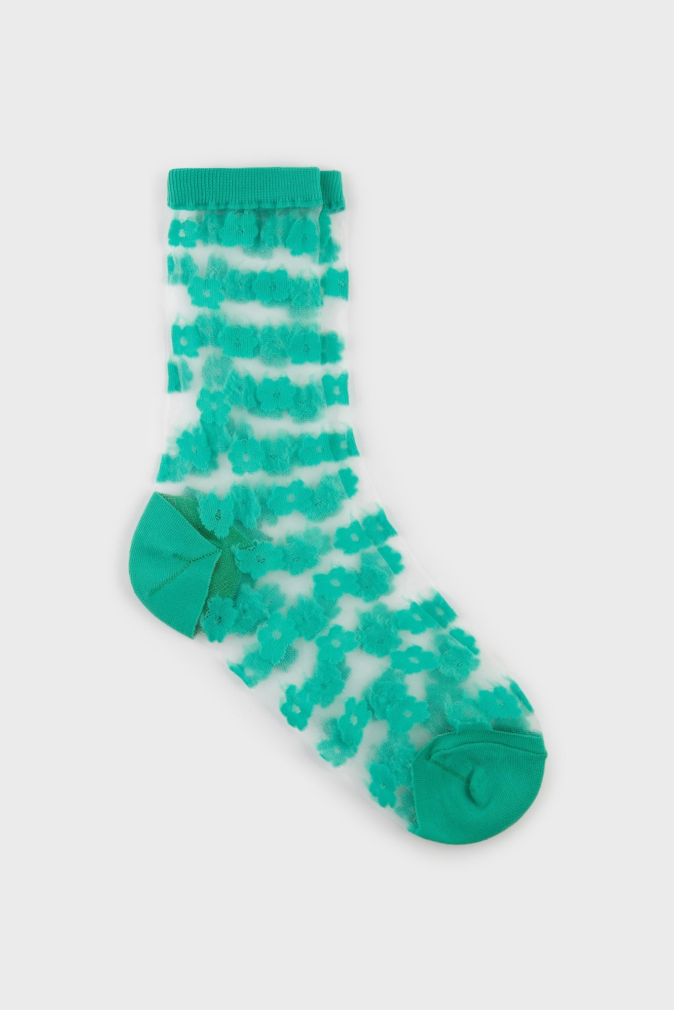Green sheer tiny flower socks_3